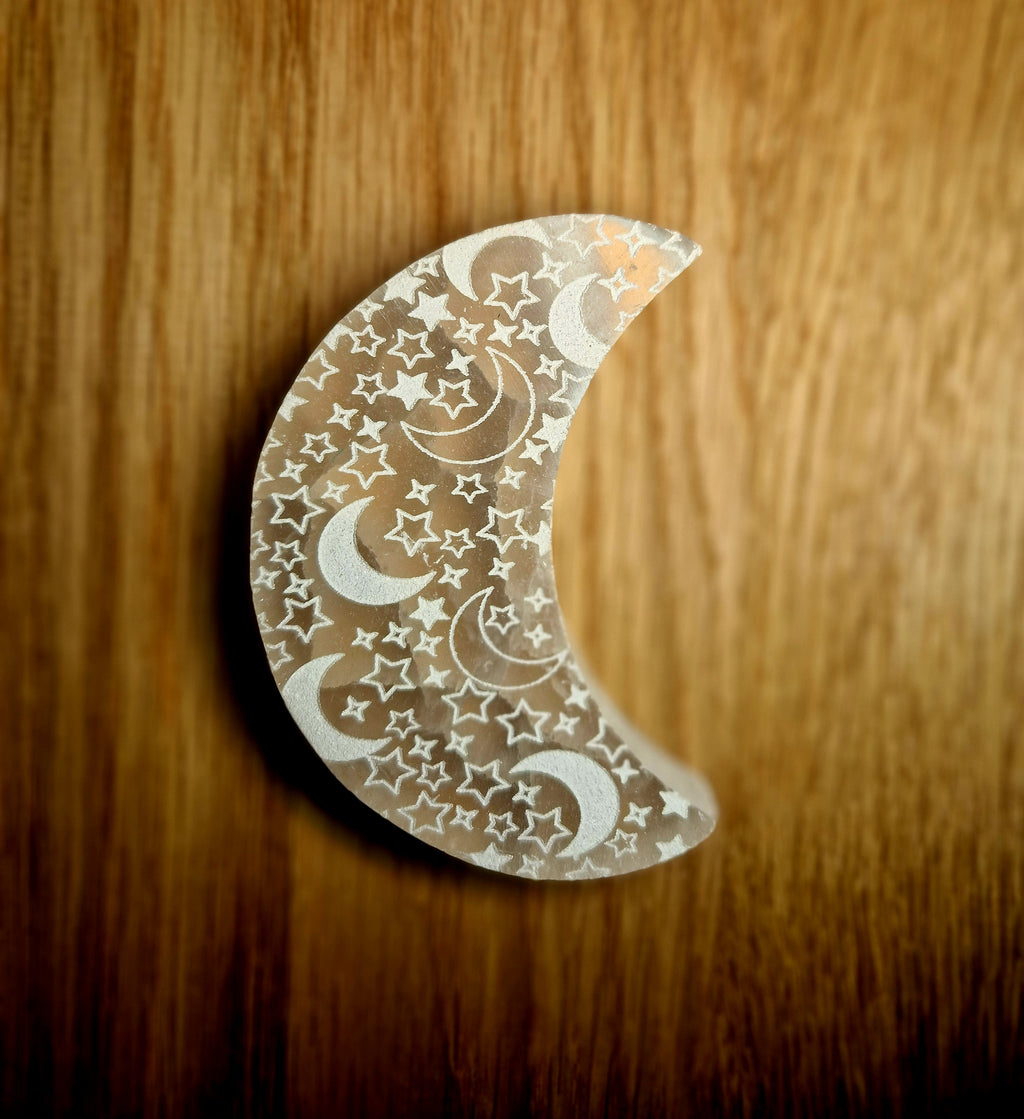 Selenit Mond – Sterne & Mond Gravur
