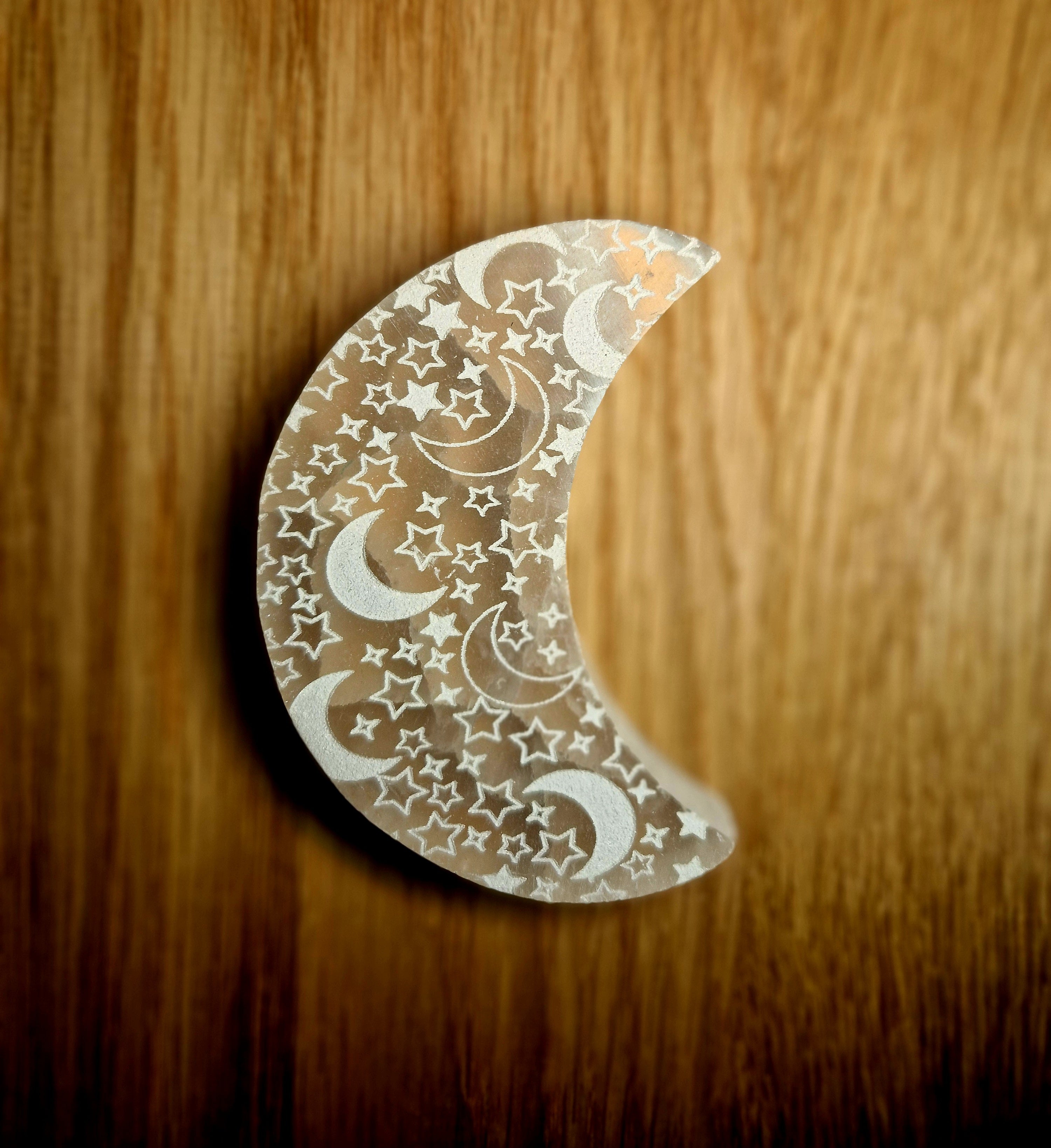 Selenit Mond – Sterne & Mond Gravur