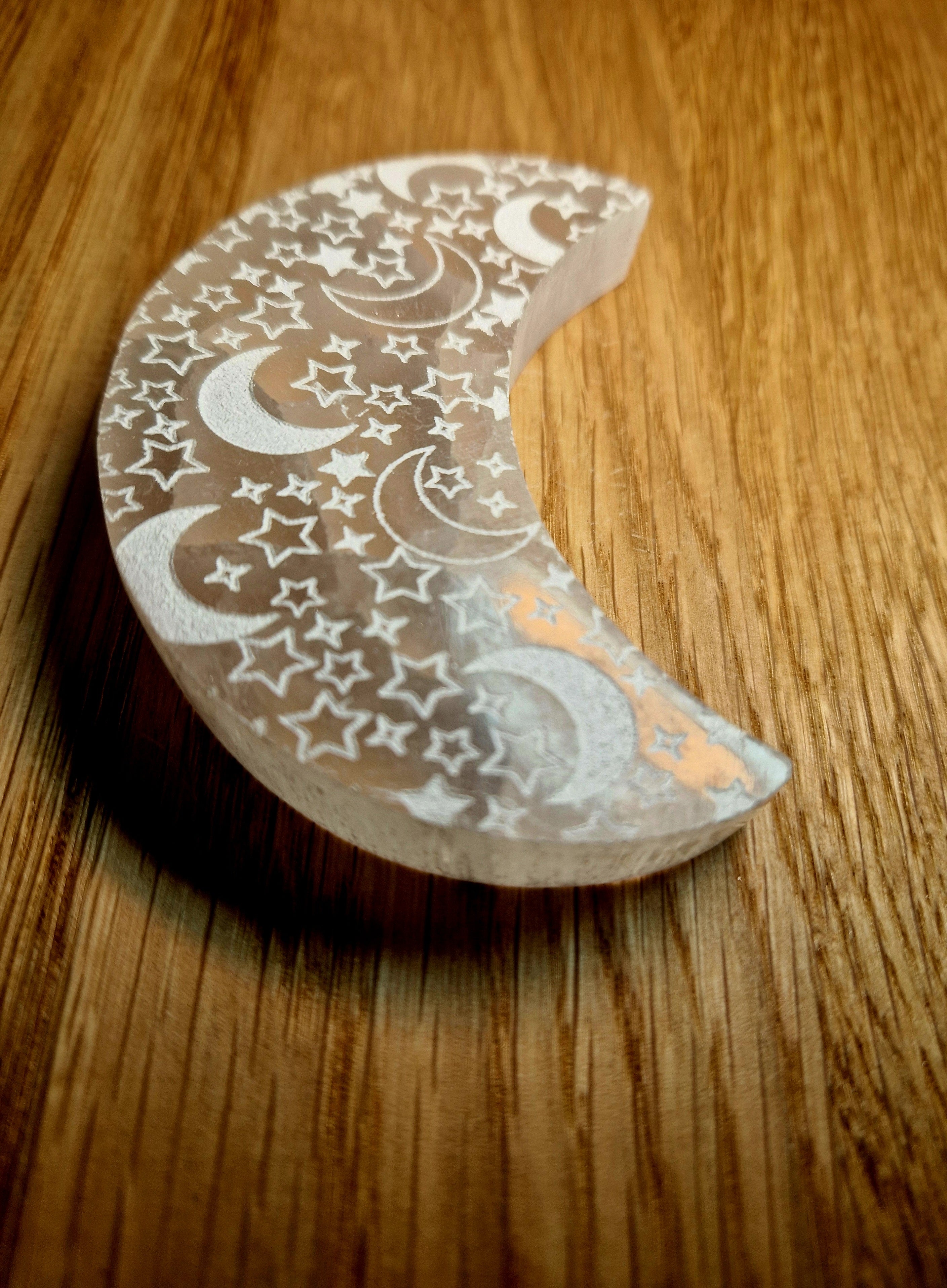 Selenit Mond – Sterne & Mond Gravur