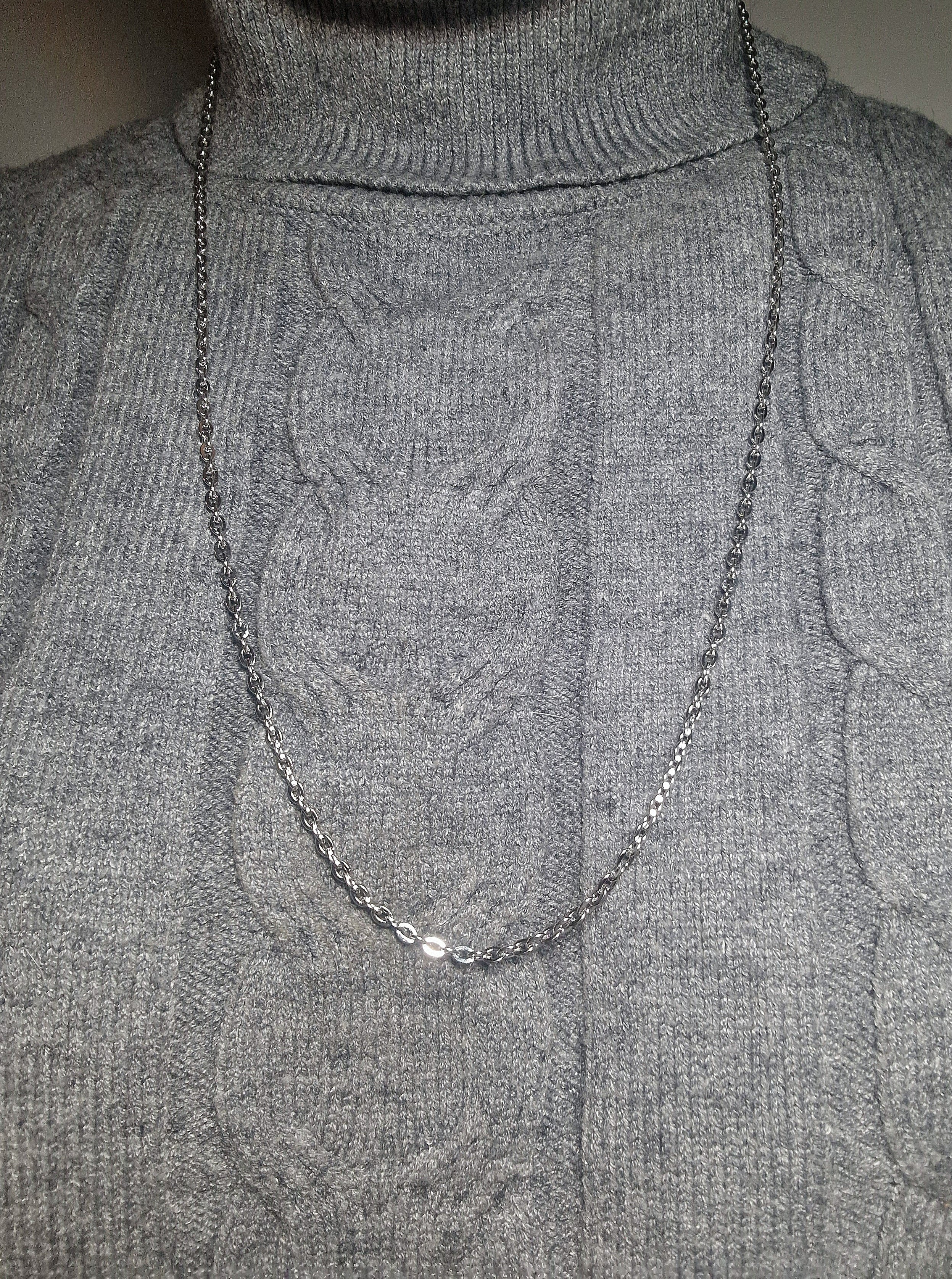 Verstellbare Panzerkette aus Edelstahl – versilbert (70 cm)