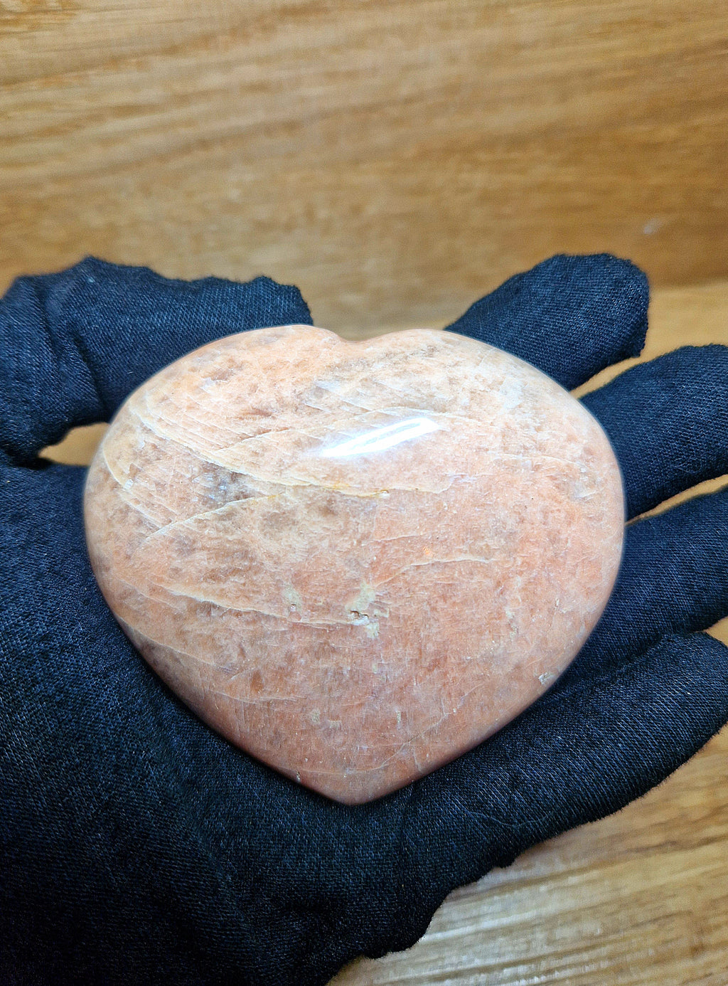 💗 Pfirsich-Mondstein Herz – Sanfte Harmonie & Selbstliebe