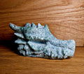 Testa di drago in agata arborea – Intagliata a mano | 555 g | 12 cm