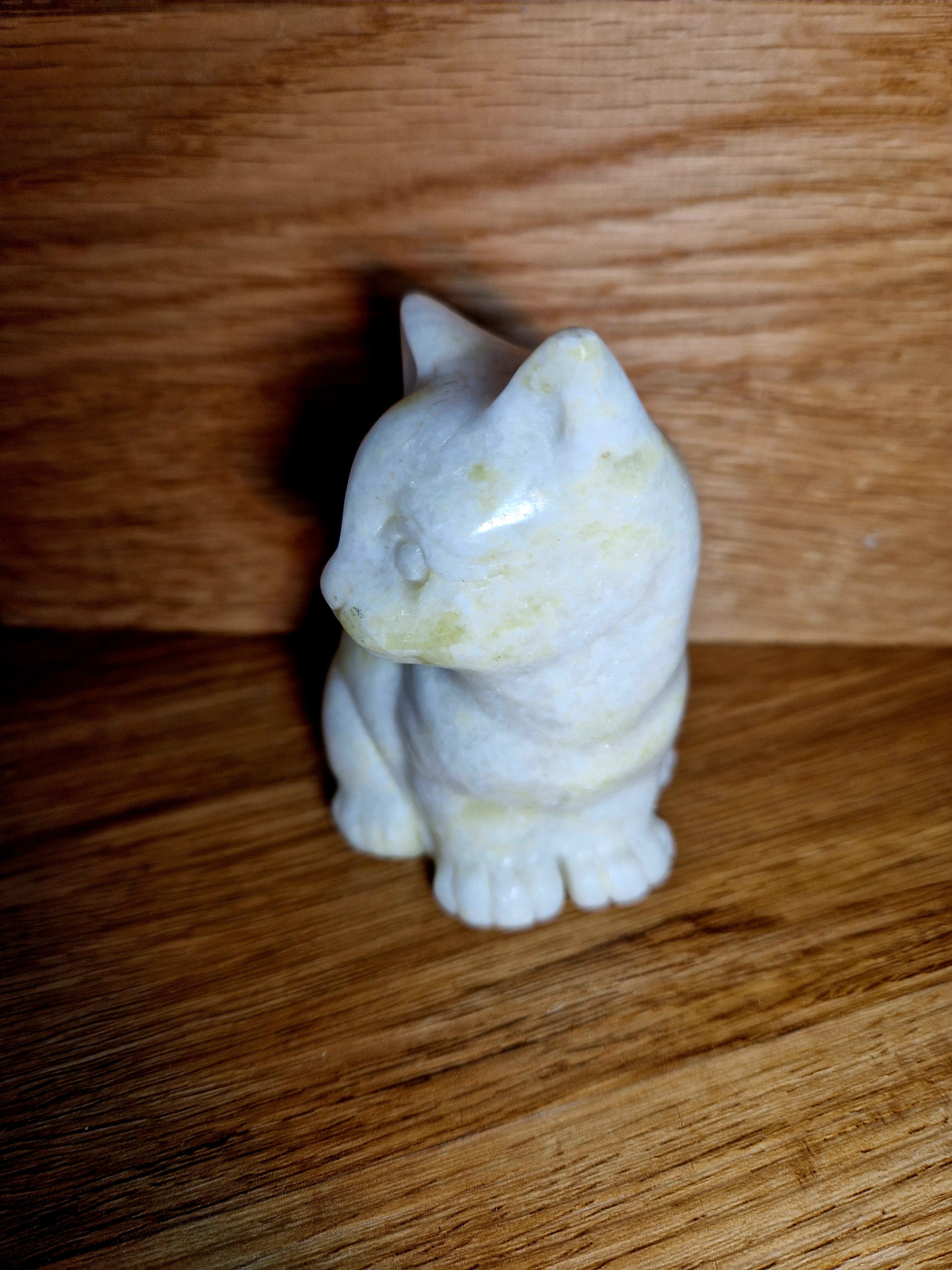 🐾 Serpentin Katze – Handgeschnitzte Dekofigur (530 g, 9,5 cm)