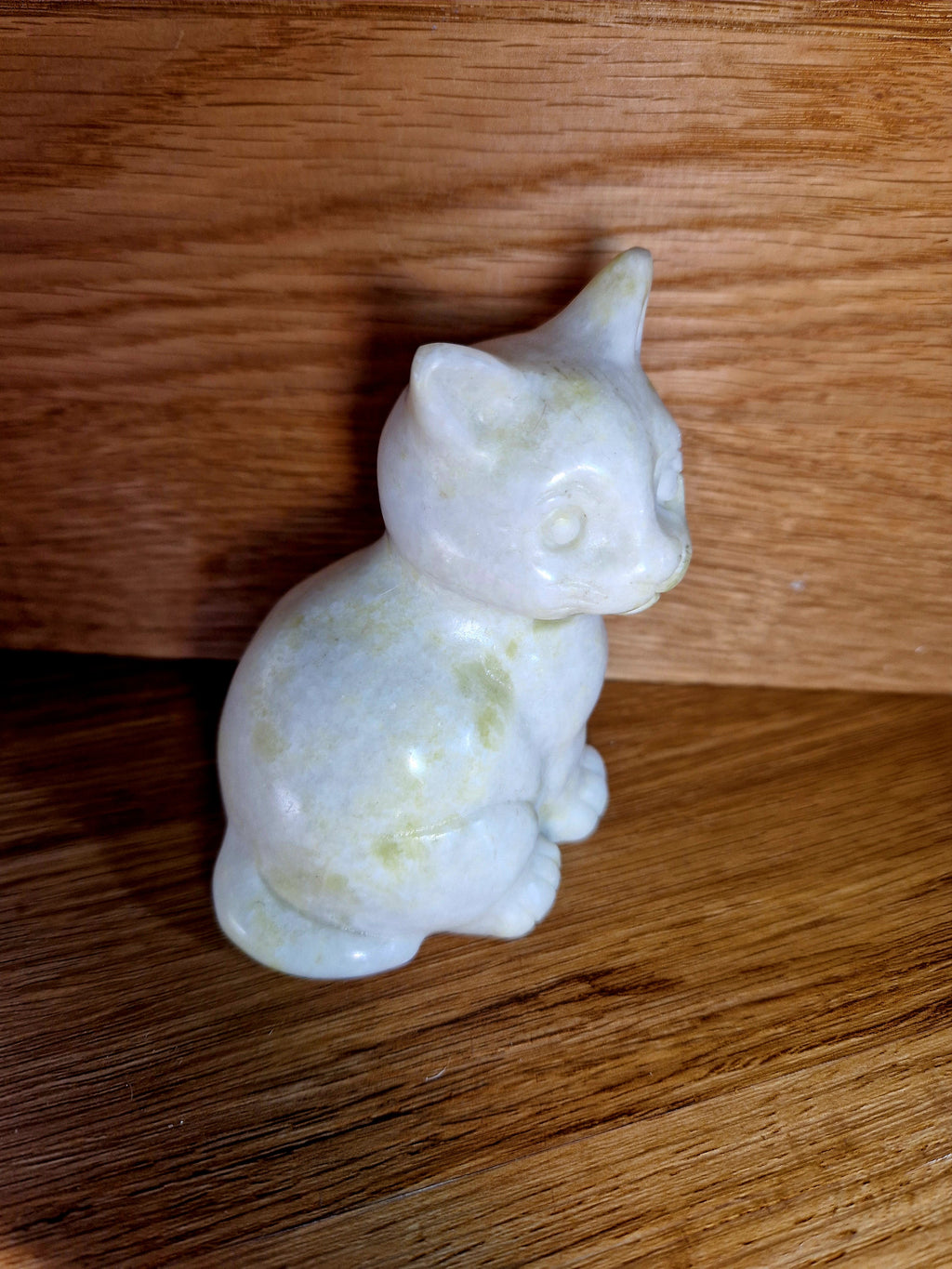 🐾 Serpentin Katze – Handgeschnitzte Dekofigur (530 g, 9,5 cm)