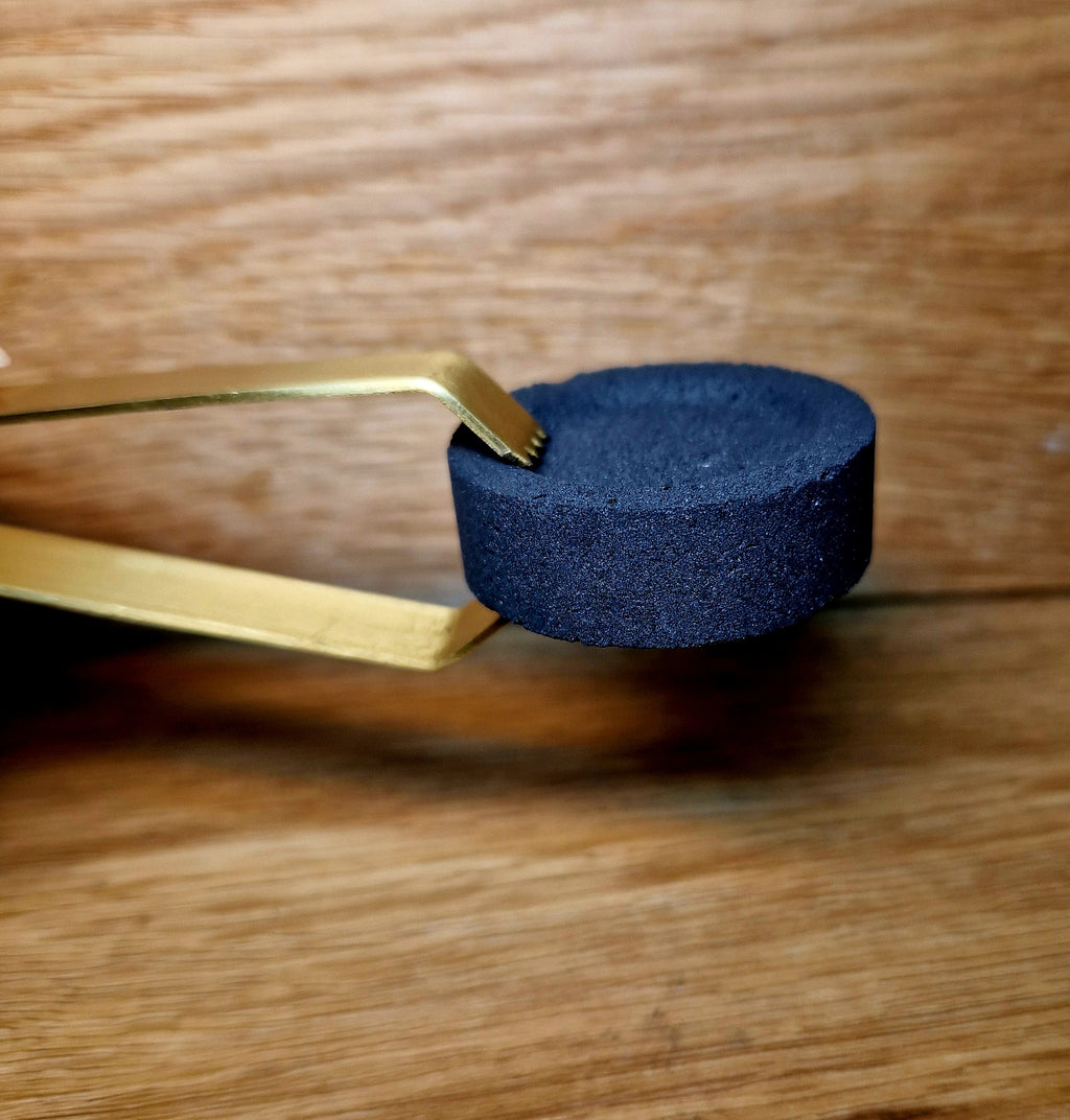 2er Set – Handgefertigte Kohlezange aus Messing 12 cm Goldoptik