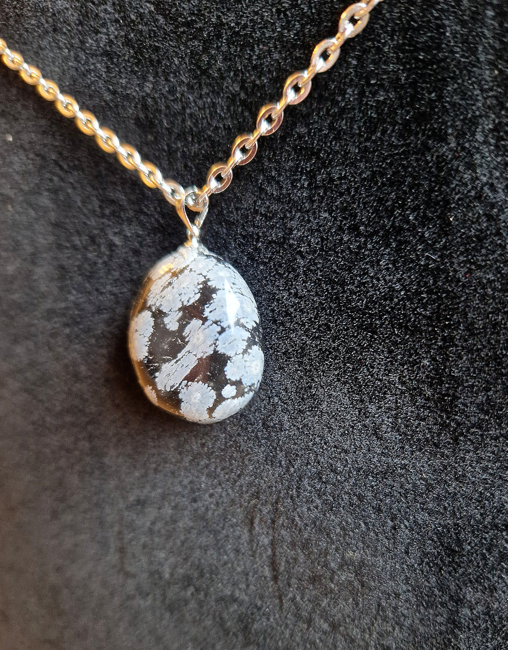 ❄️ Schneeflocken-Obsidian Anhänger Stein der inneren Ordnung & sanften Erdung/ohne Kett