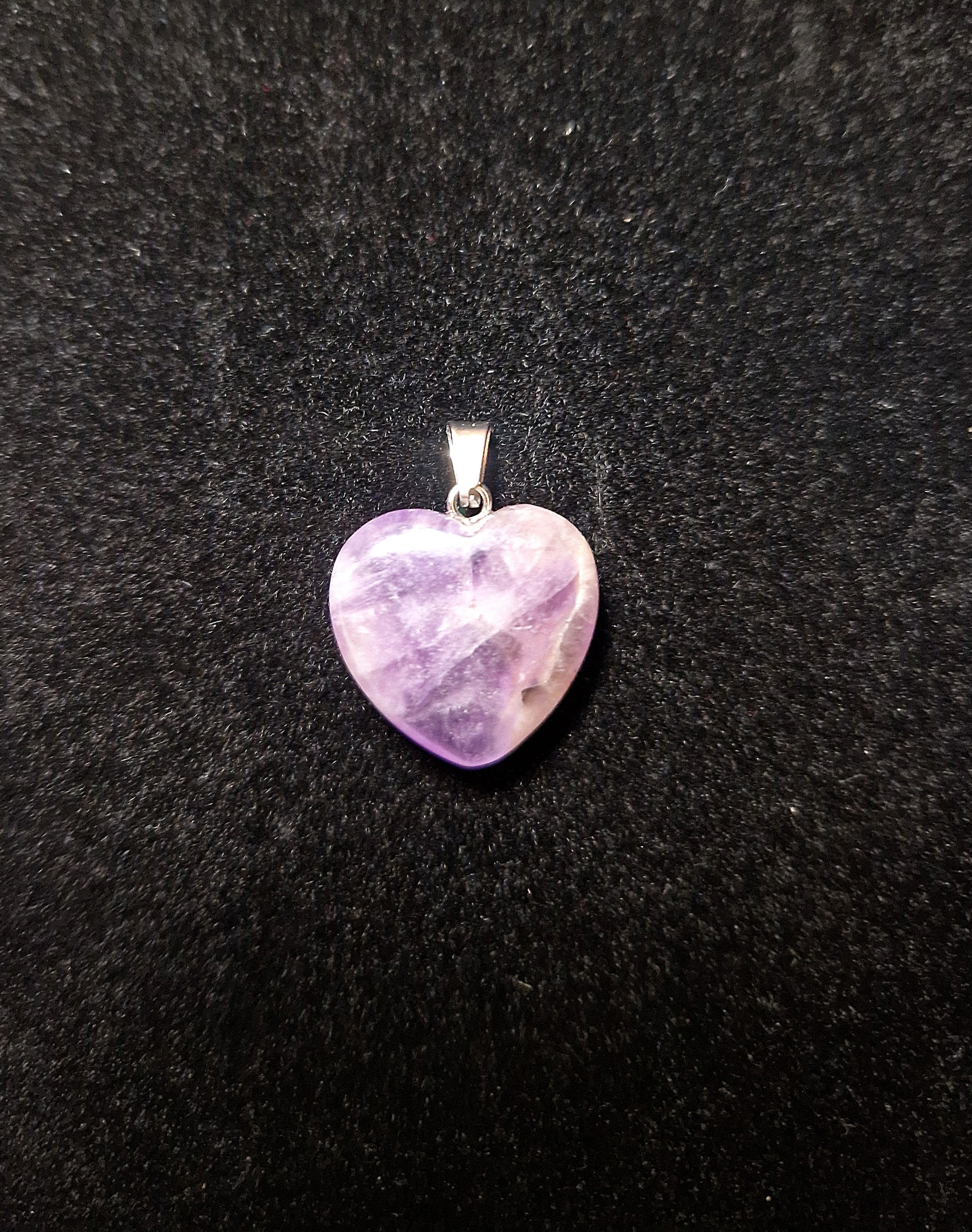 💜 Chevron Amethyst Herz Anhänger – Unikat