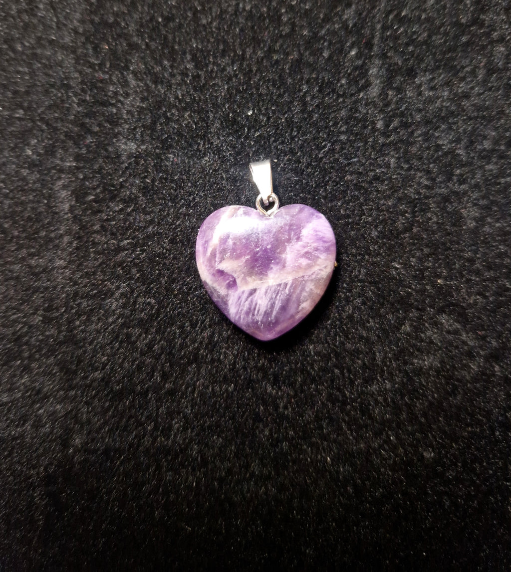 💜 Chevron Amethyst Herz Anhänger – Unikat