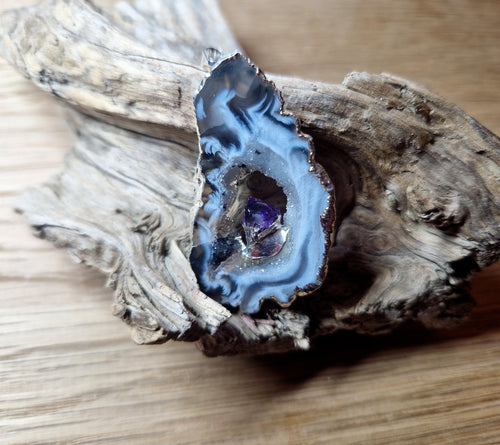 Achat-Anhänger mit Amethyst Druse – Naturunikat