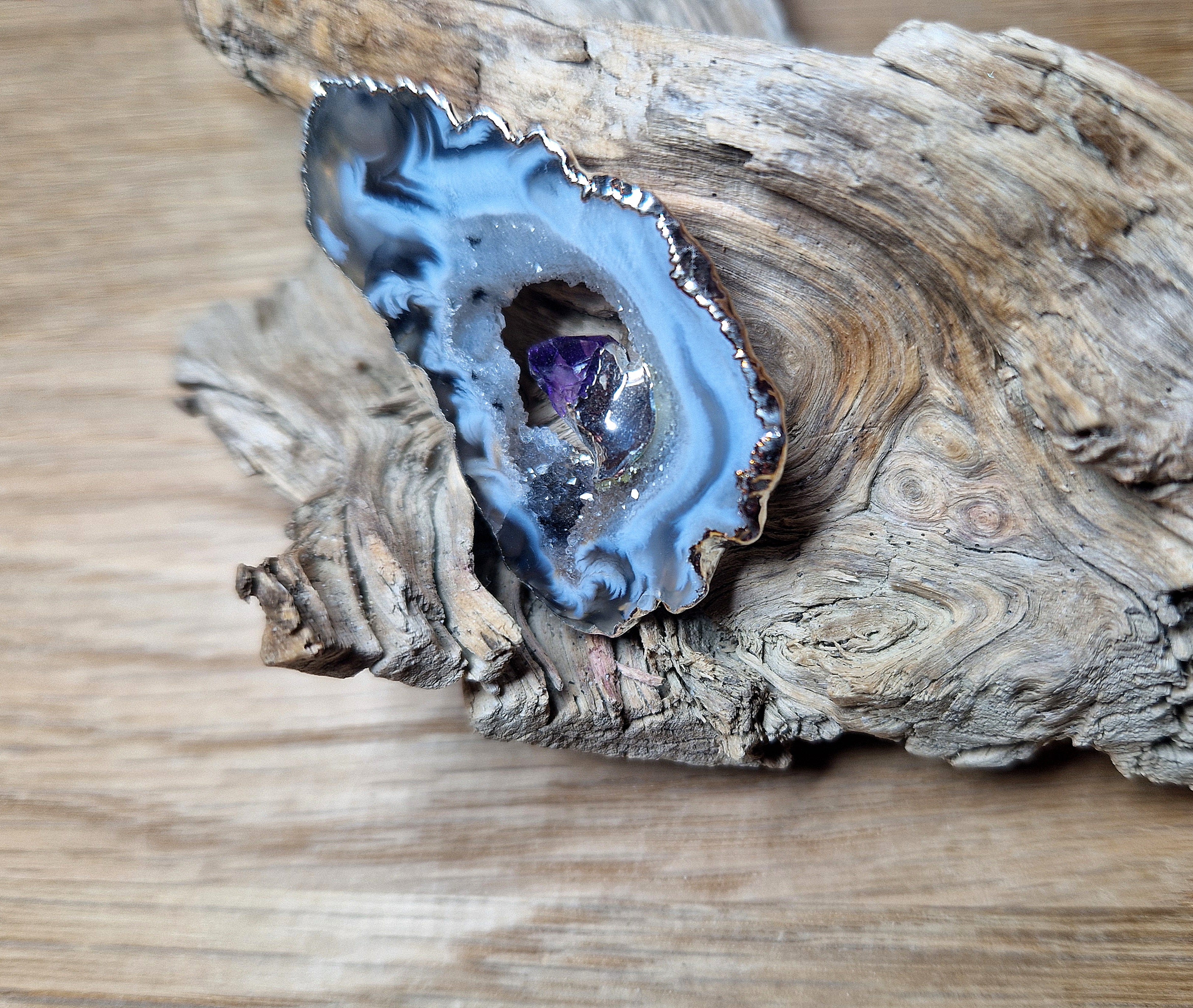 Achat-Anhänger mit Amethyst Druse – Naturunikat