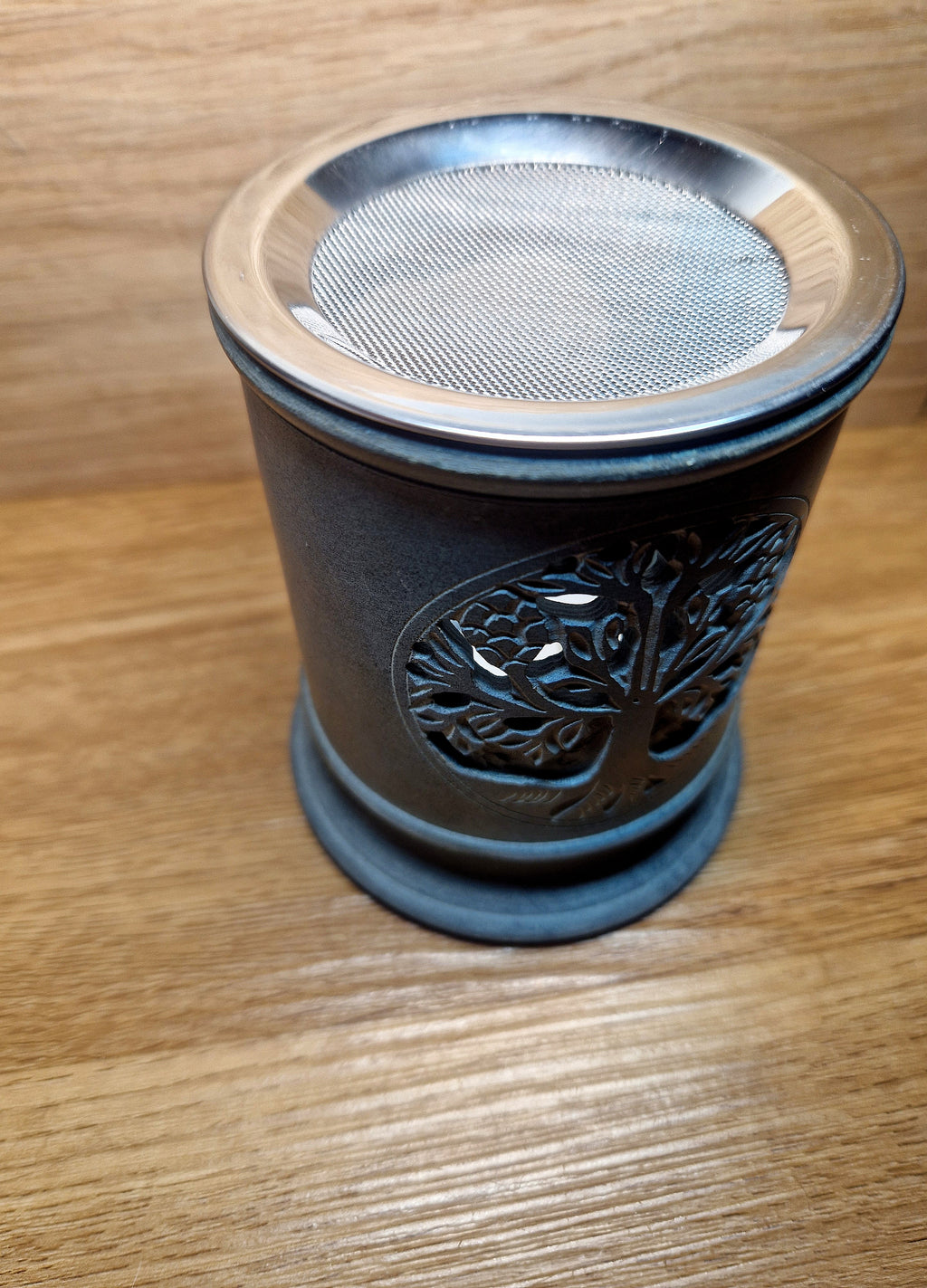 Räucherstövchen „Baum des Lebens“ – Speckstein mit Edelstahlsieb