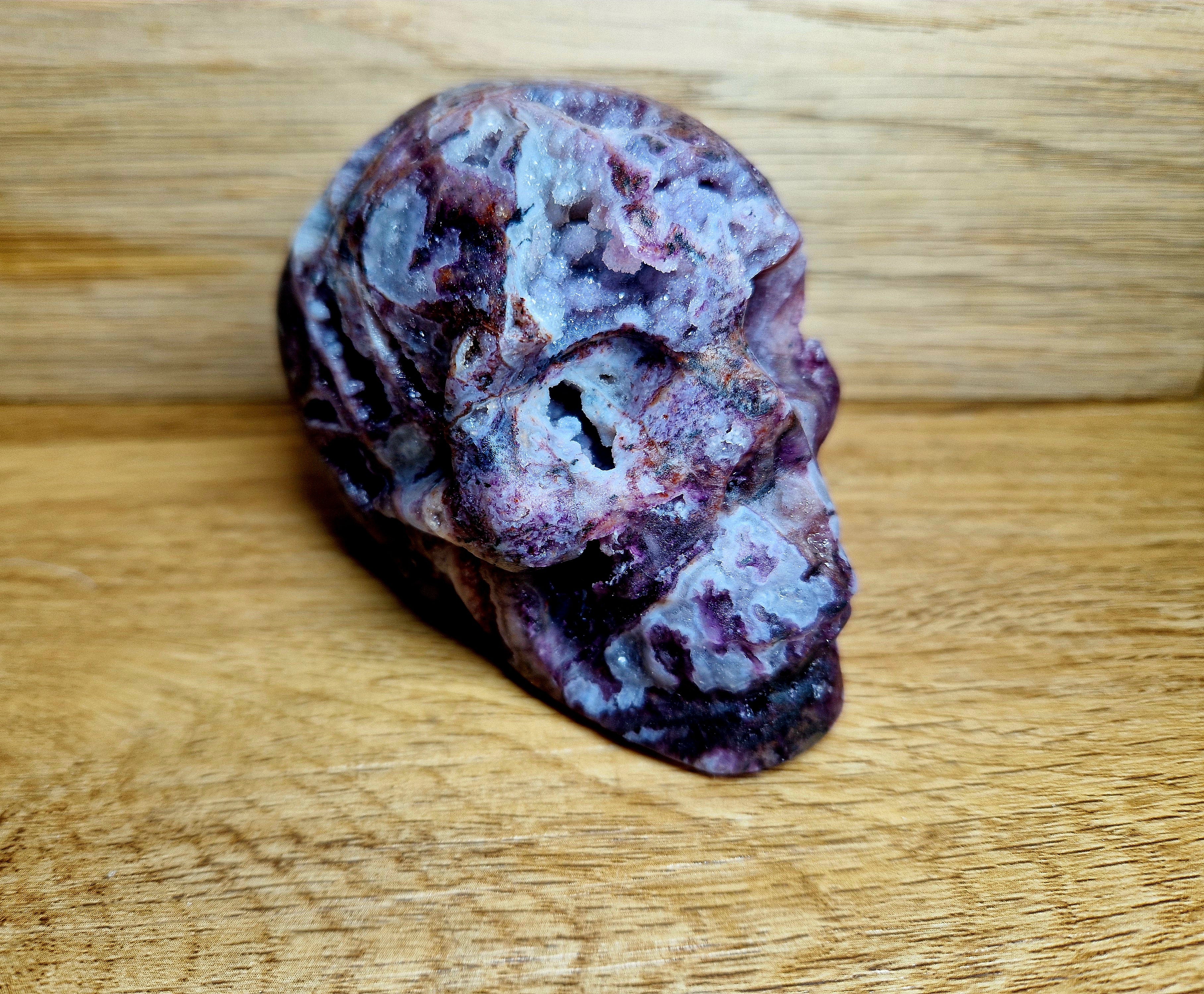 Testa di drago in agata arborea – Intagliata a mano | 555 g | 12 cm