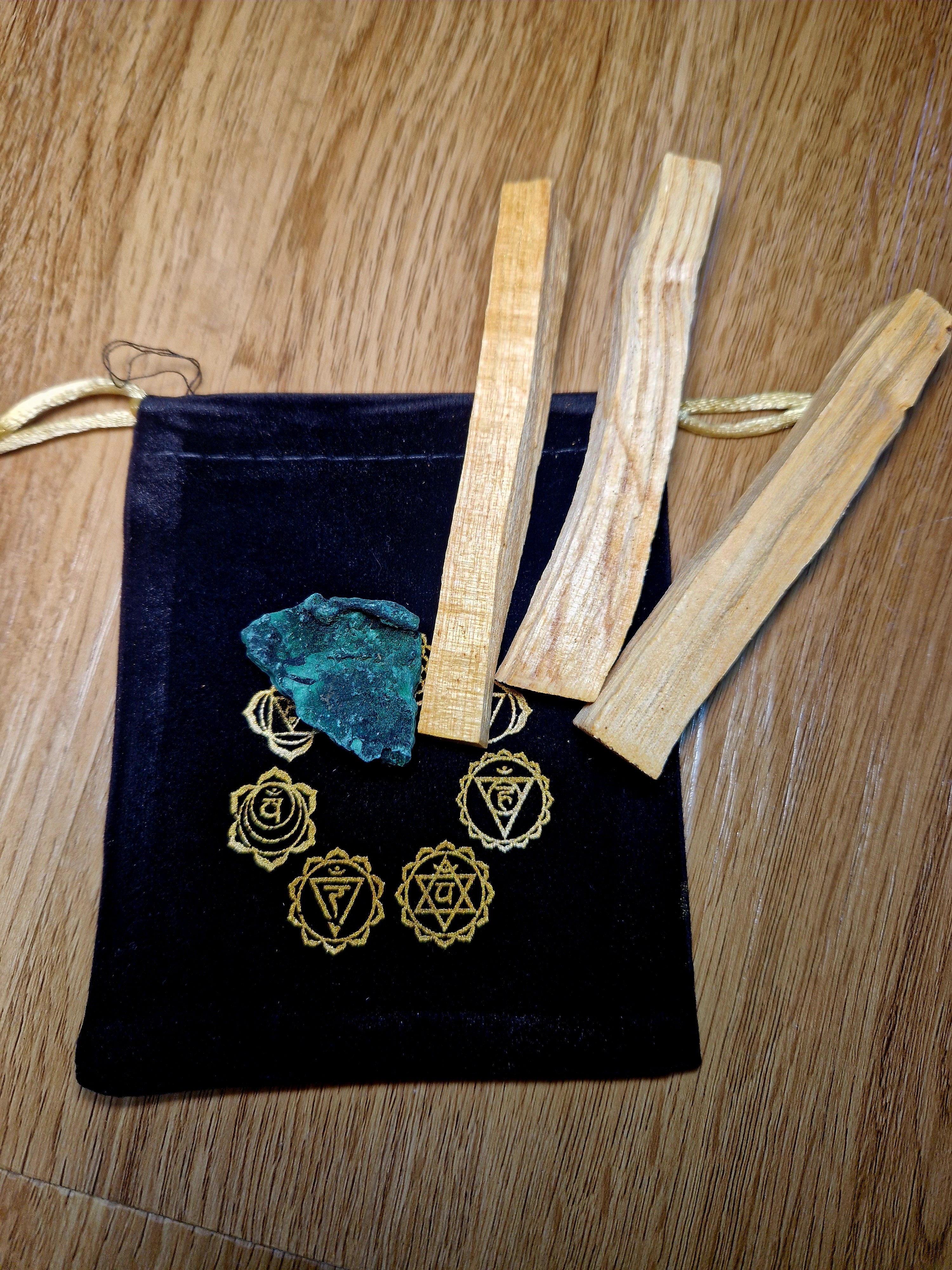 Malachit Ritual Set mit Palo Santo – Einzelstück