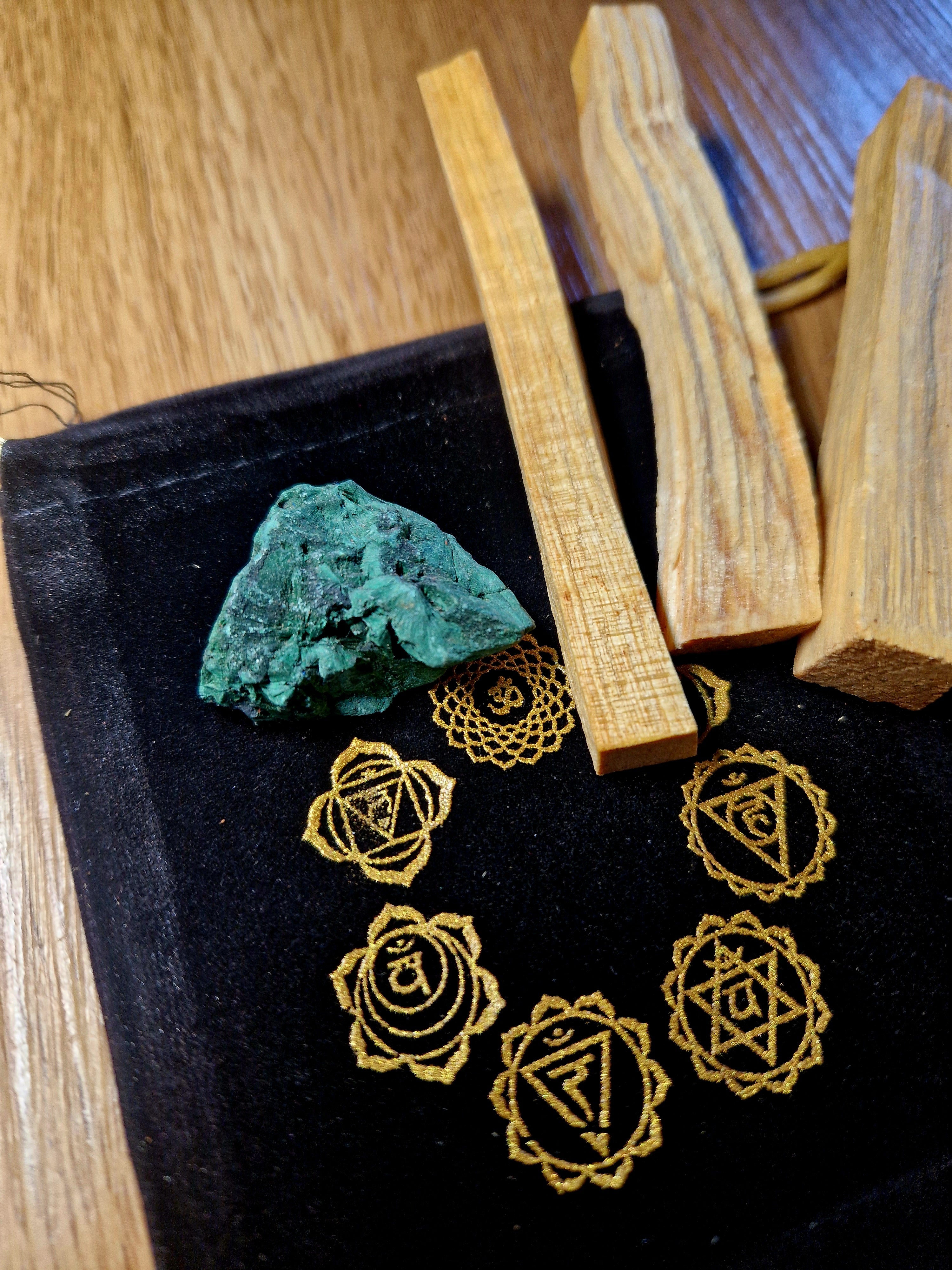 Malachit Ritual Set mit Palo Santo – Einzelstück