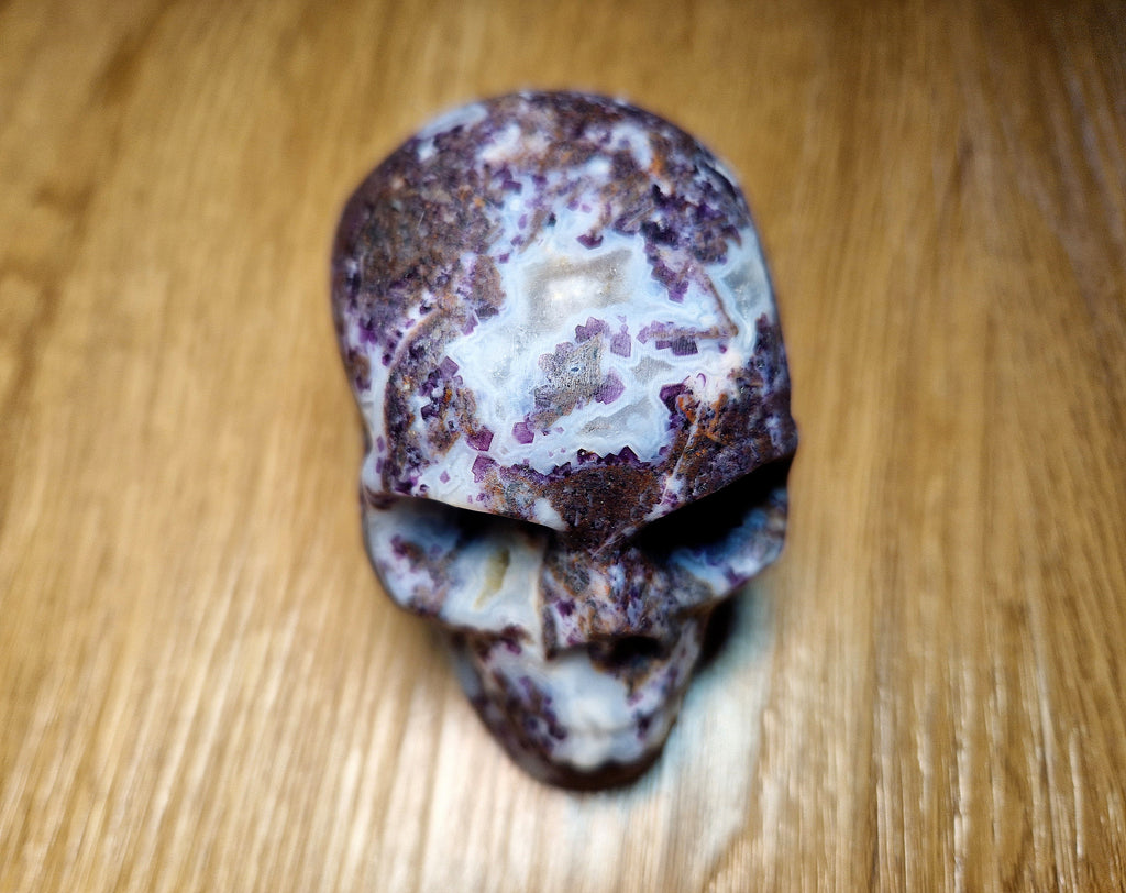 Testa di drago in agata arborea – Intagliata a mano | 555 g | 12 cm