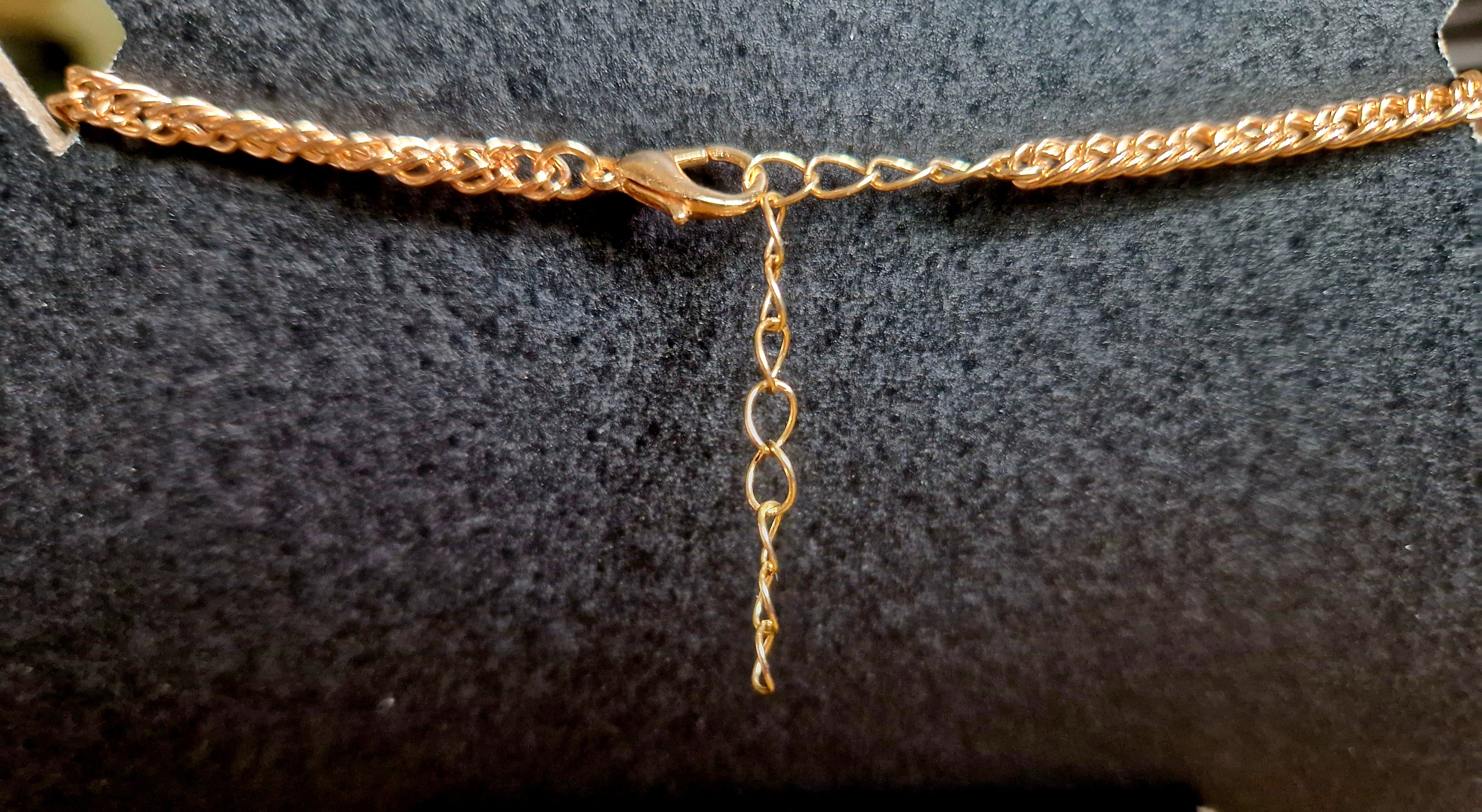 Mystische Mond Edelstahl-Halskette mit Amethyst, Citrin & Tigerauge Handgemacht