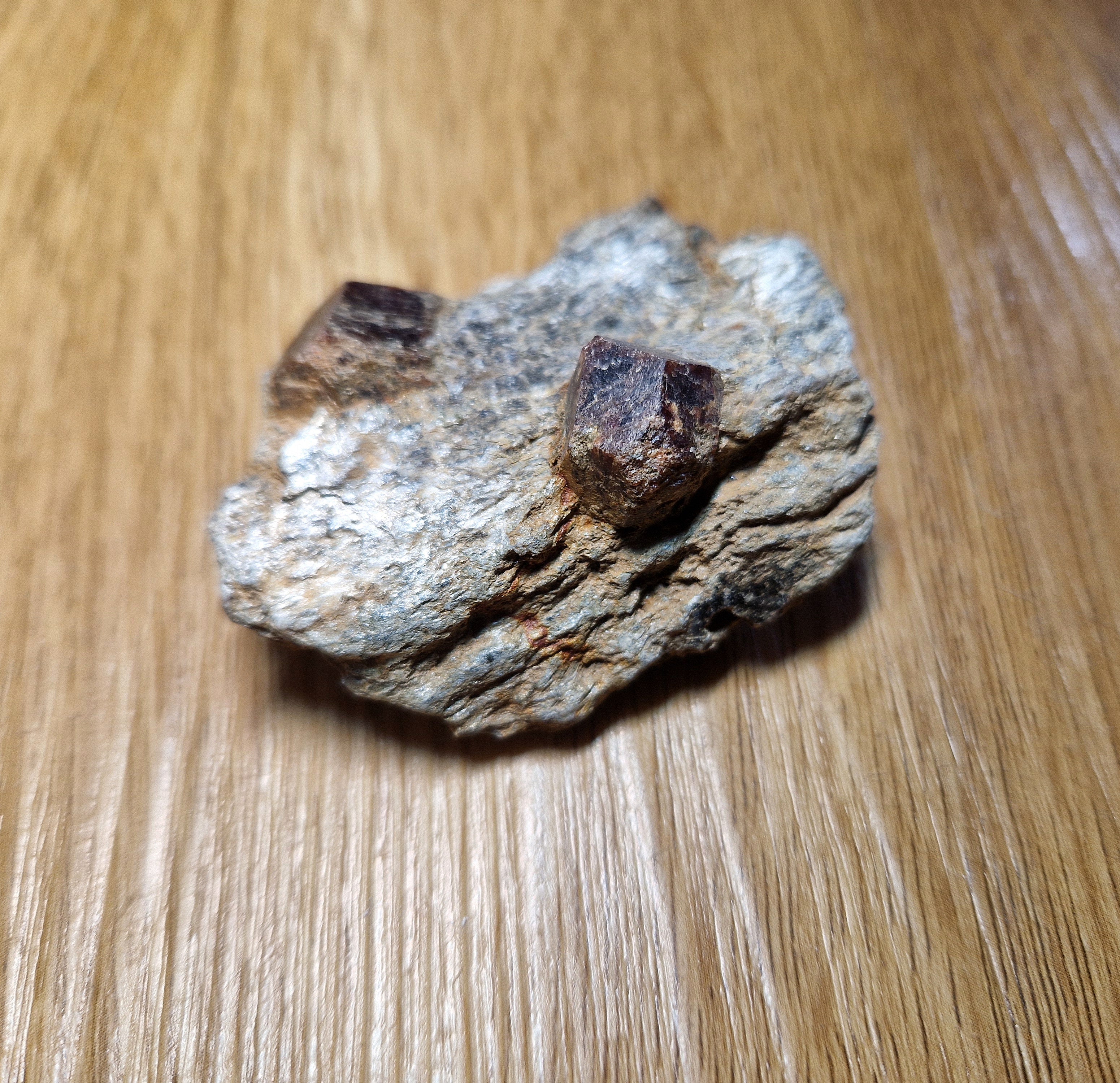 Granat auf Muttergestein mit 2 Kristallen – Unikat