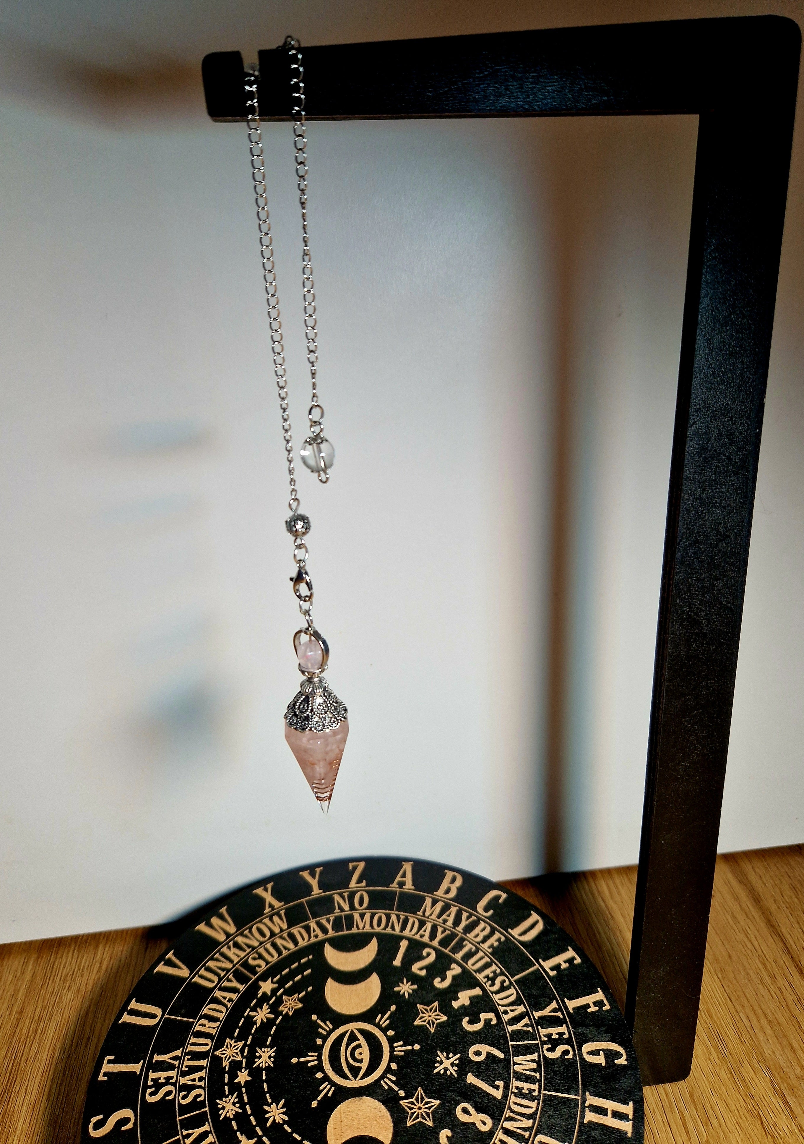 🌹 Orgonit Pendel mit Rosenquarz & Kupferspirale 🌹