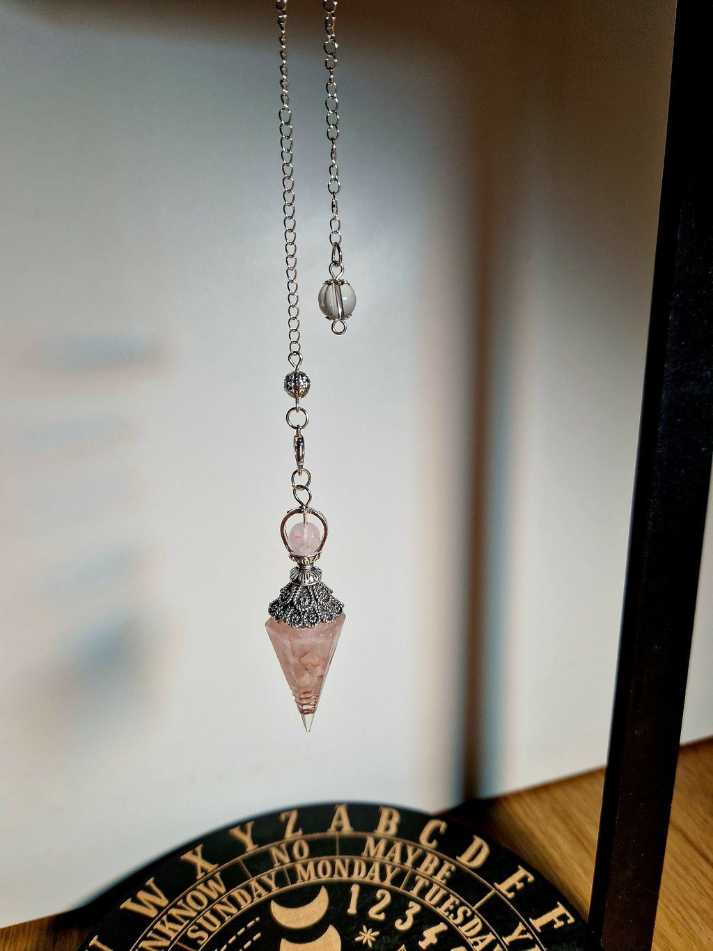 🌹 Orgonit Pendel mit Rosenquarz & Kupferspirale 🌹