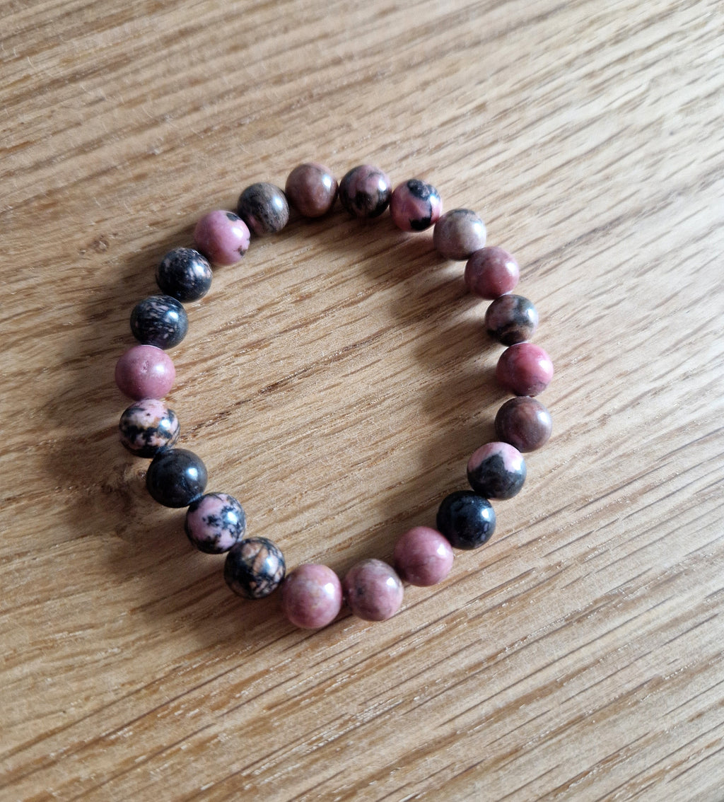 Rhodonit Armband – 8 mm Naturstein