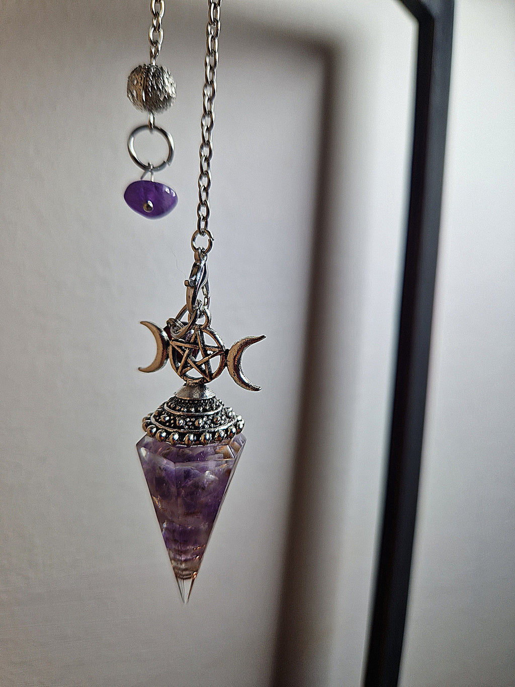 Orgonit Amethyst Pendel mit Kupferspirale