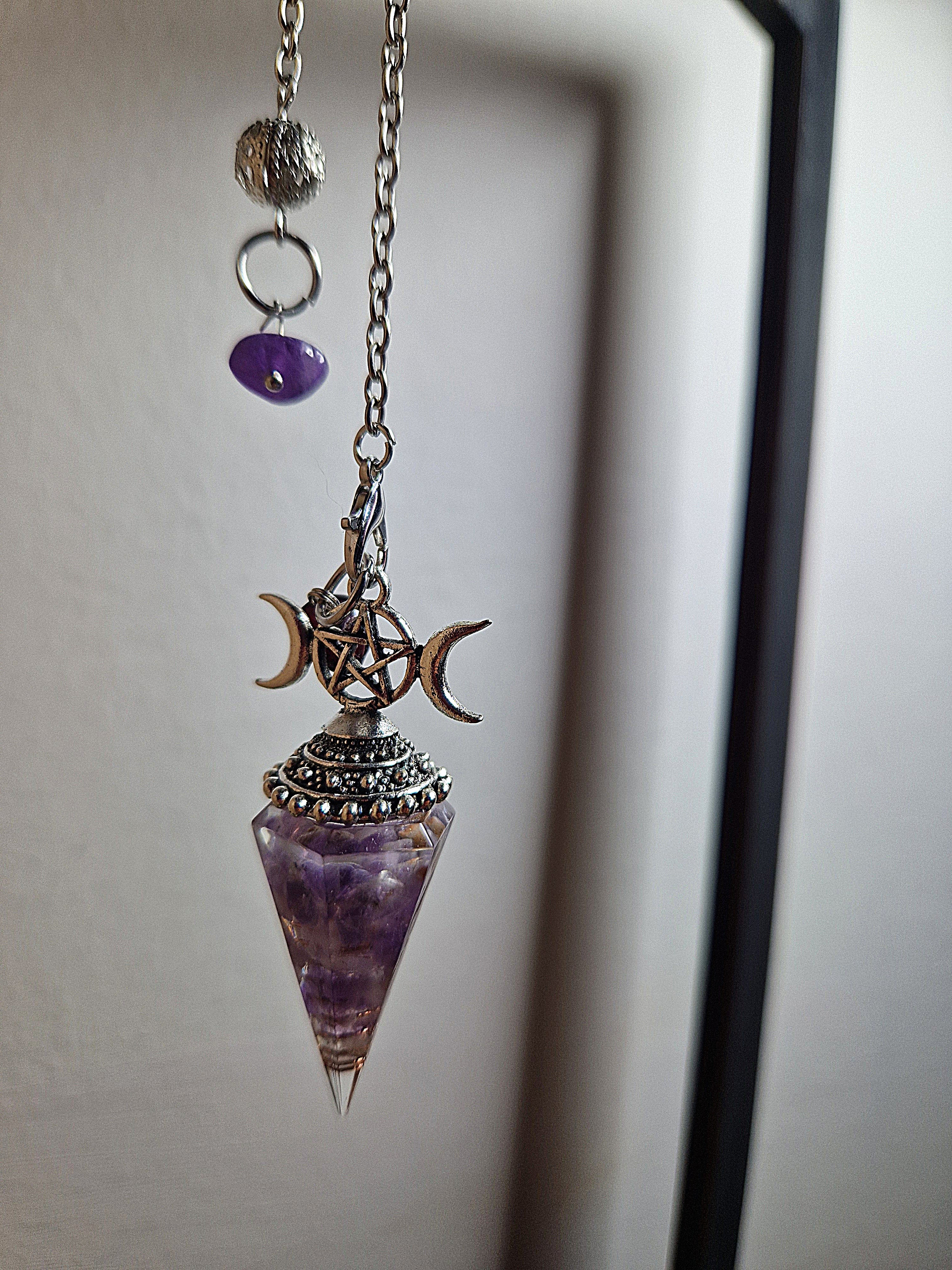Orgonit Amethyst Pendel mit Kupferspirale