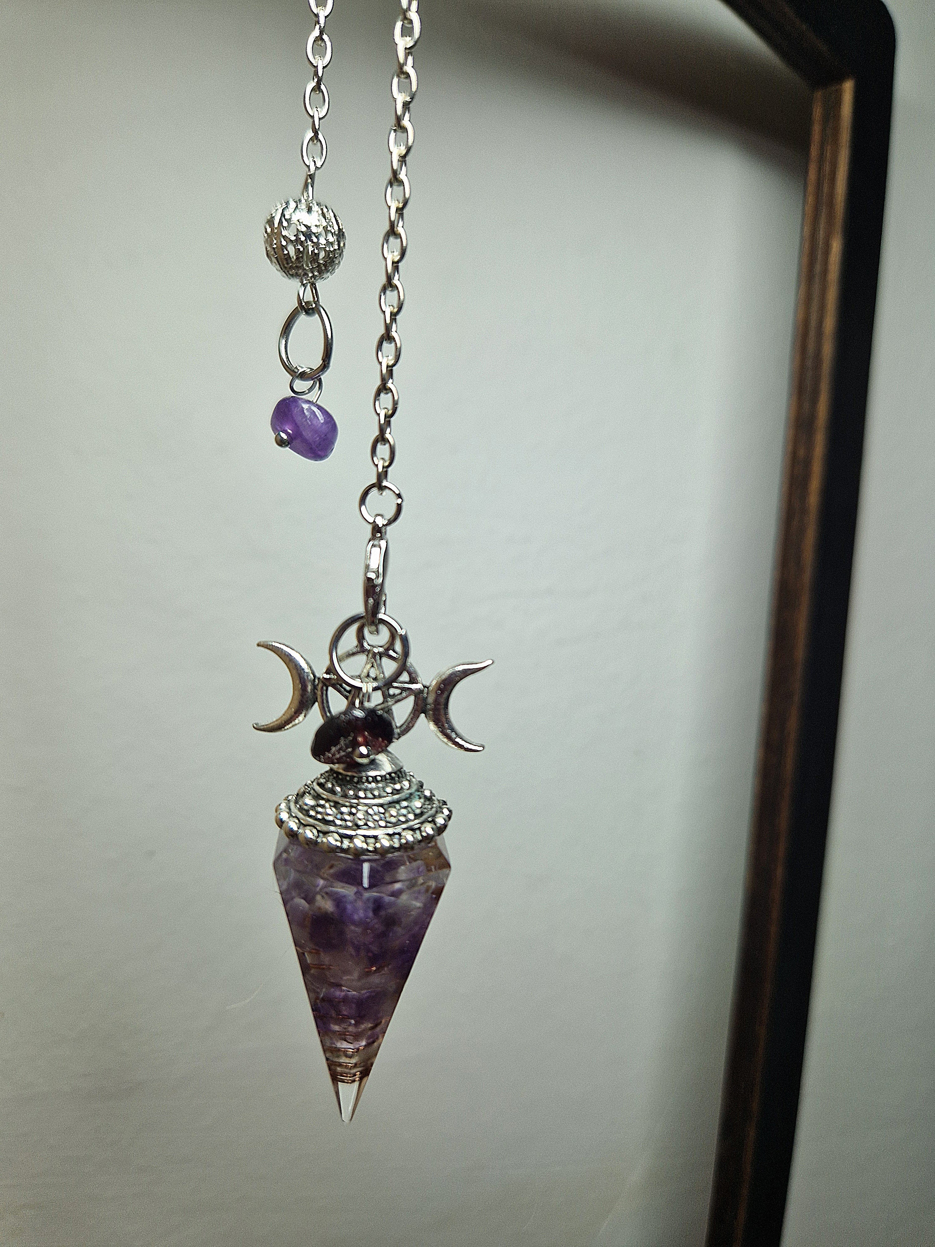 Orgonit Amethyst Pendel mit Kupferspirale