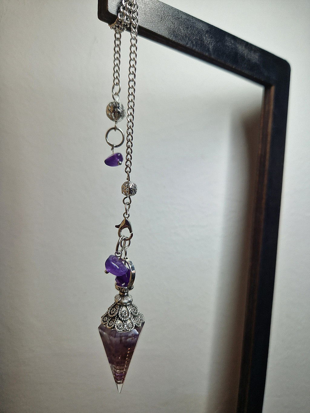 Orgonit Pendel mit Amethyst & Kupferspirale