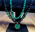 Doppelkette „Schutz & Transformation“ – Obsidian, Malachit & Muschelgrün