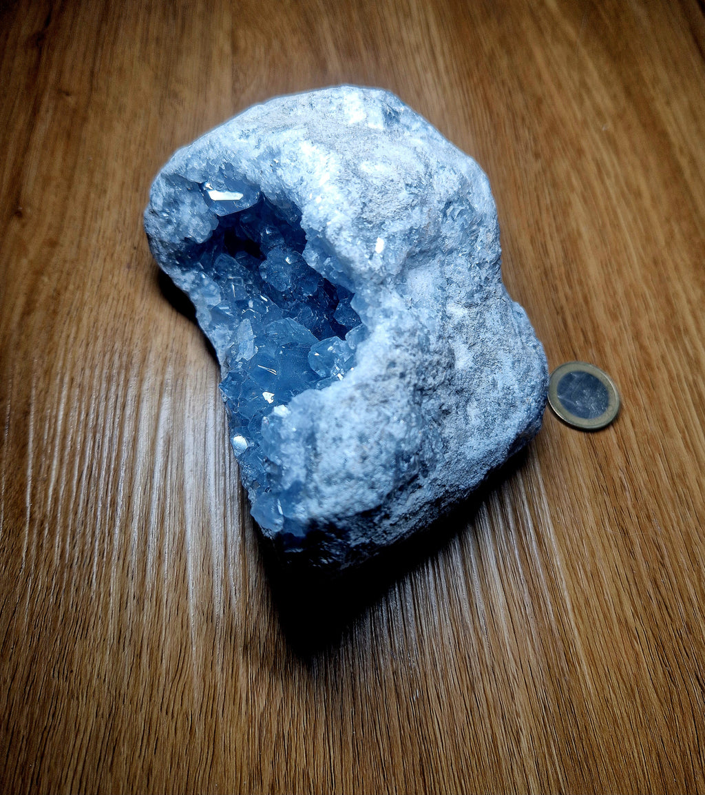 💎 Coelestin Druse – 1,405 kg Himmelblaue Kristallhöhle Einzelstück
