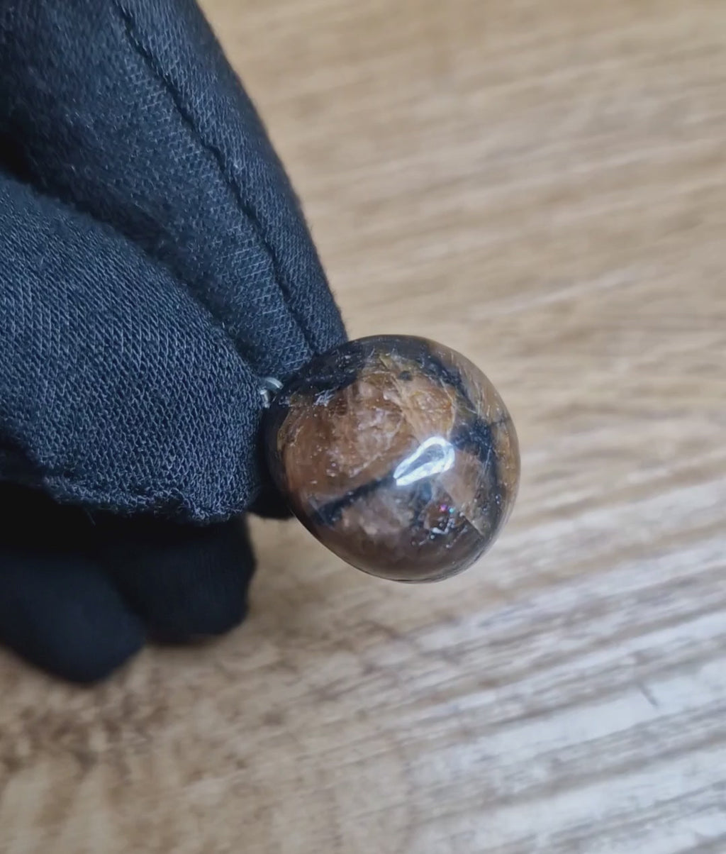 Chiastolith – Kreuzstein Anhänger mit 925 Silberöse AA-Qualität