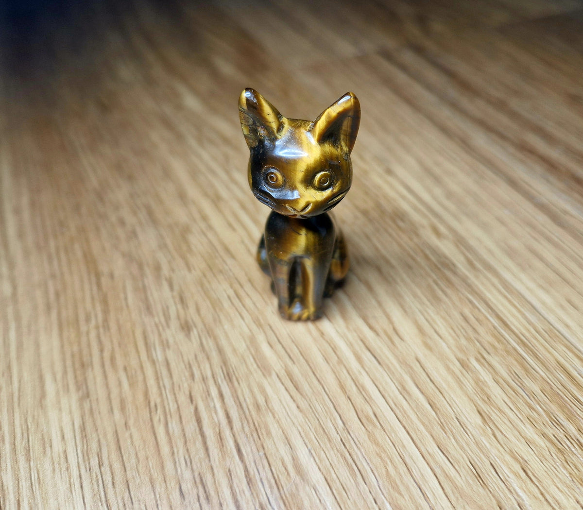 🐈 Tigerauge Katze – Edelsteinfigur ca. 5 cm