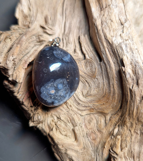 Achat Trommelstein Anhänger – ca. 2cm 925 Silberöse Harmonie & Ruhe A-Qualität