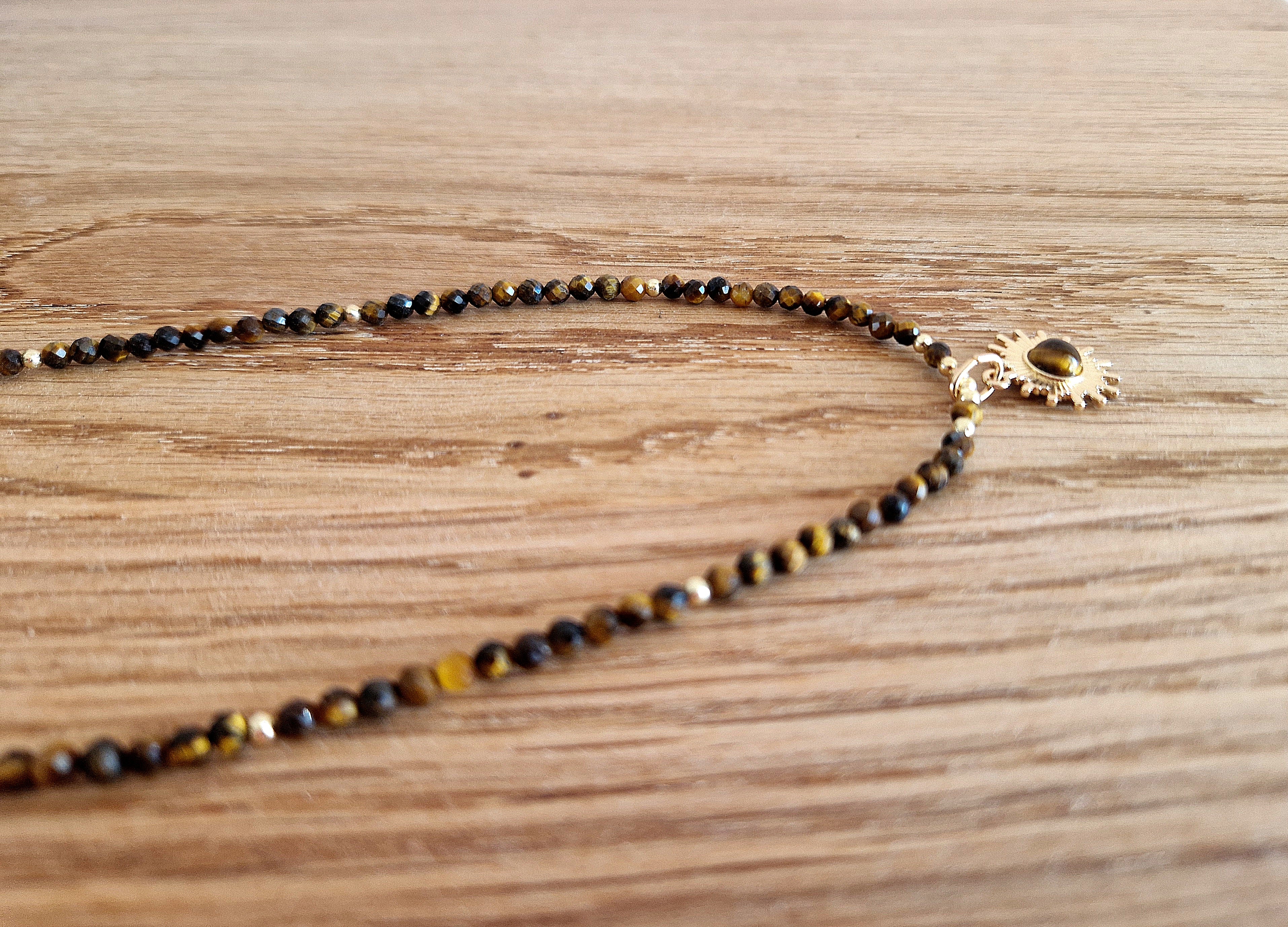 Tigerauge Sonnen-Kette – Facettierter Edelsteinschmuck