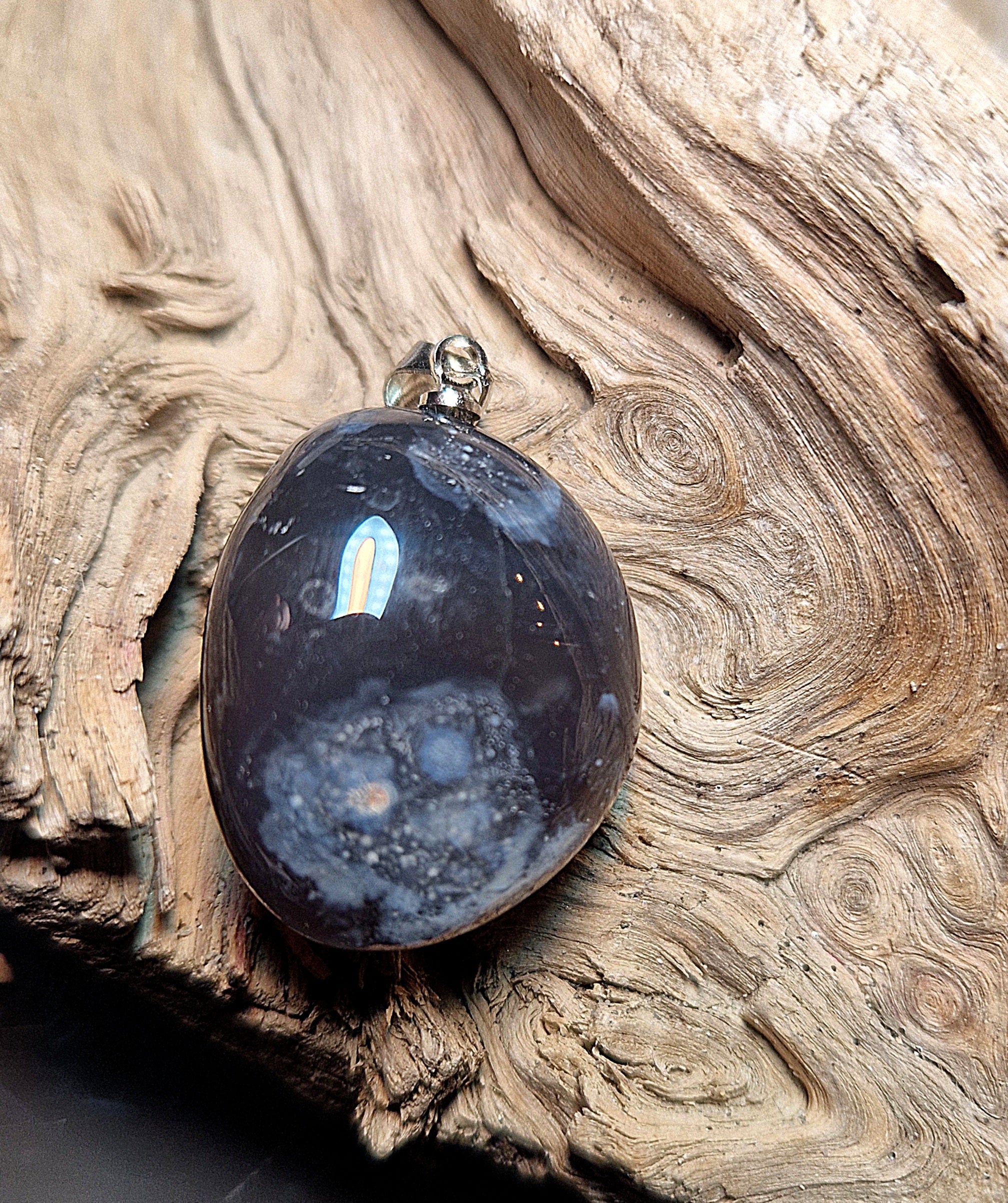 Achat Trommelstein Anhänger – ca. 2cm 925 Silberöse Harmonie & Ruhe A-Qualität