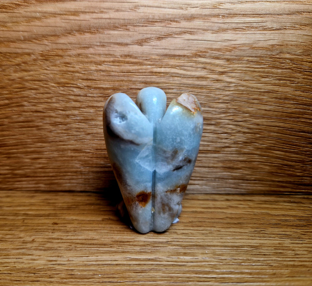 Angelo portafortuna in amazzonite – Protezione e armonia (circa 50 mm x 35 mm)