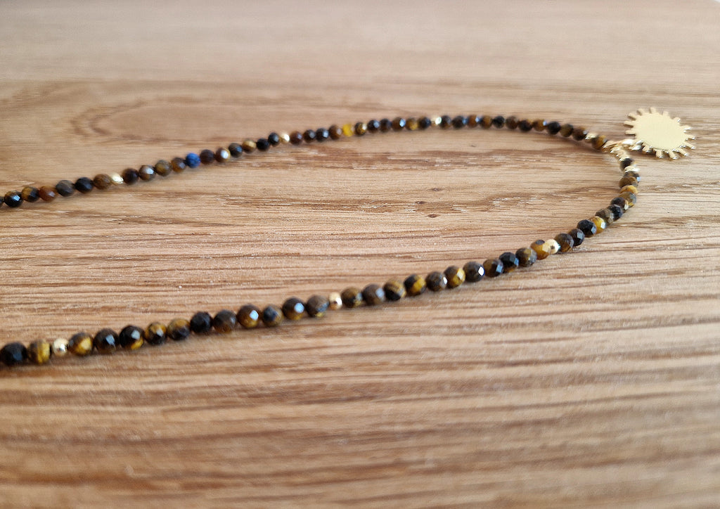 Tigerauge Sonnen-Kette – Facettierter Edelsteinschmuck