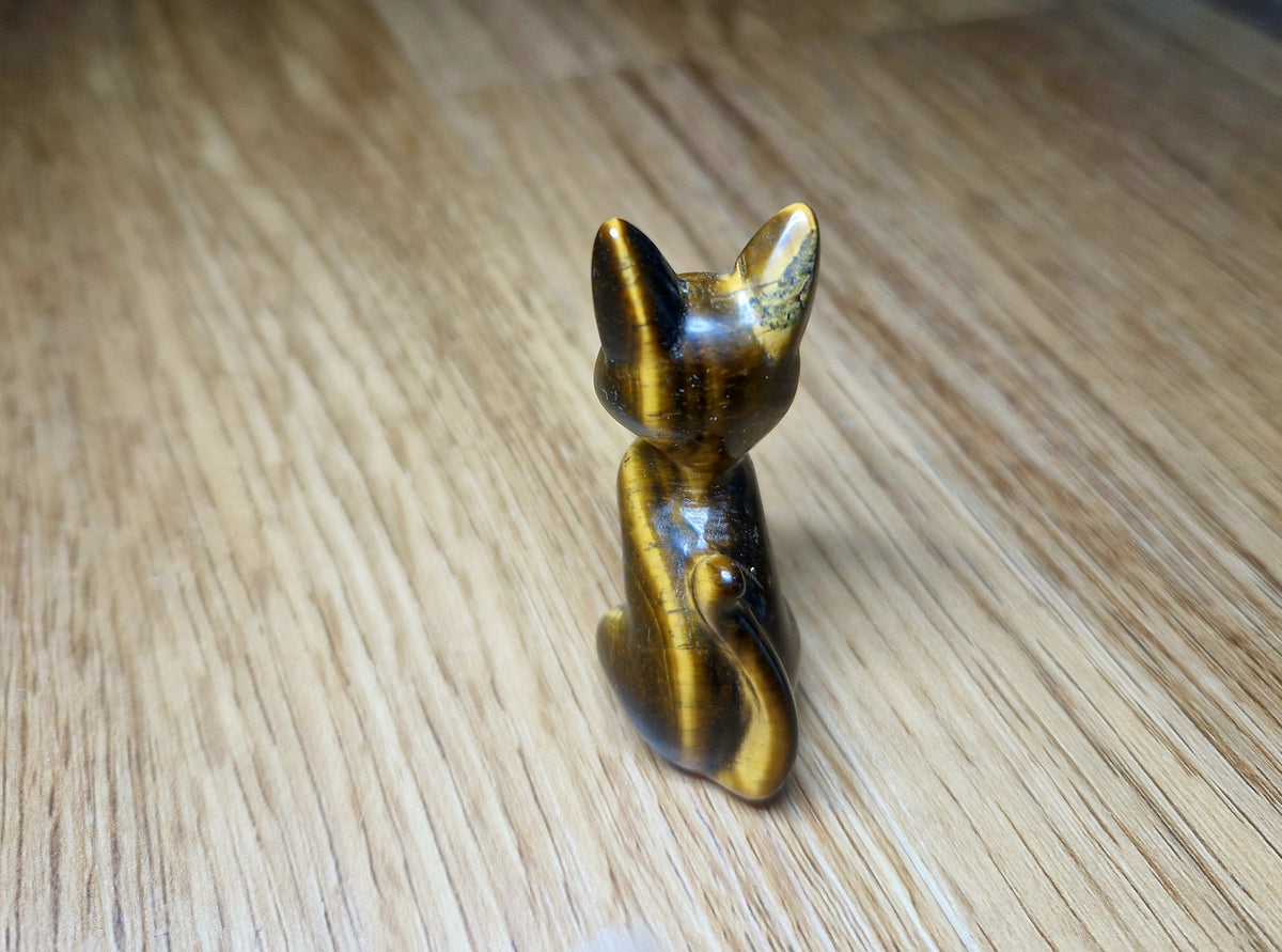 🐈 Tigerauge Katze – Edelsteinfigur ca. 5 cm