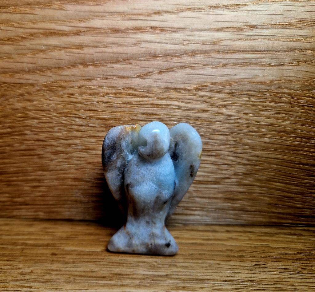 Angelo portafortuna in amazzonite – Protezione e armonia (circa 50 mm x 35 mm)