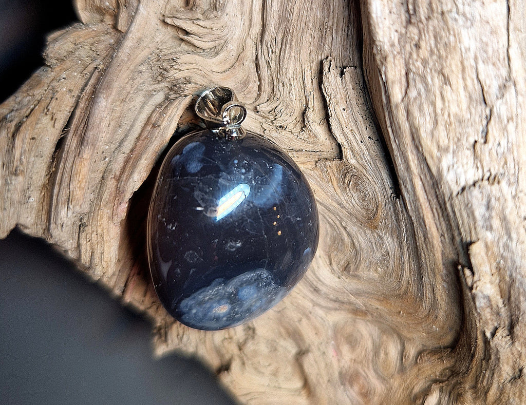 Achat Trommelstein Anhänger – ca. 2cm 925 Silberöse Harmonie & Ruhe A-Qualität