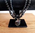 Obsidian Layering-Kette mit schwarzem Achat-Anhänger