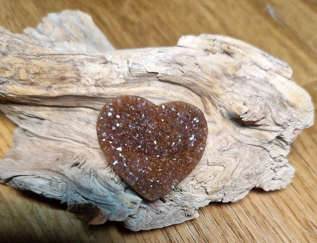 🤎 Regenbogen-Amethyst Drusenherz aus Uruguay – Braun Unikat