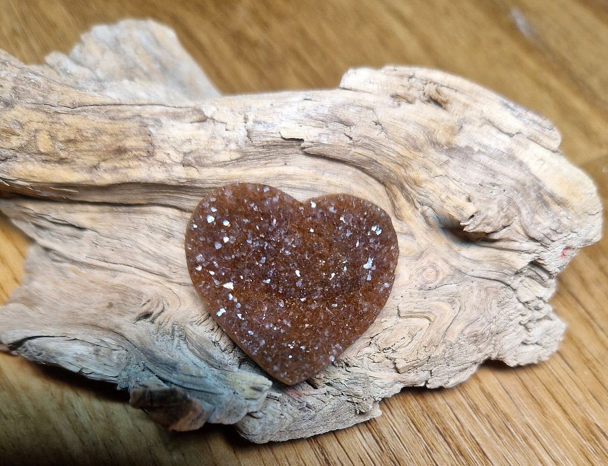🤎 Regenbogen-Amethyst Drusenherz aus Uruguay – Braun Unikat