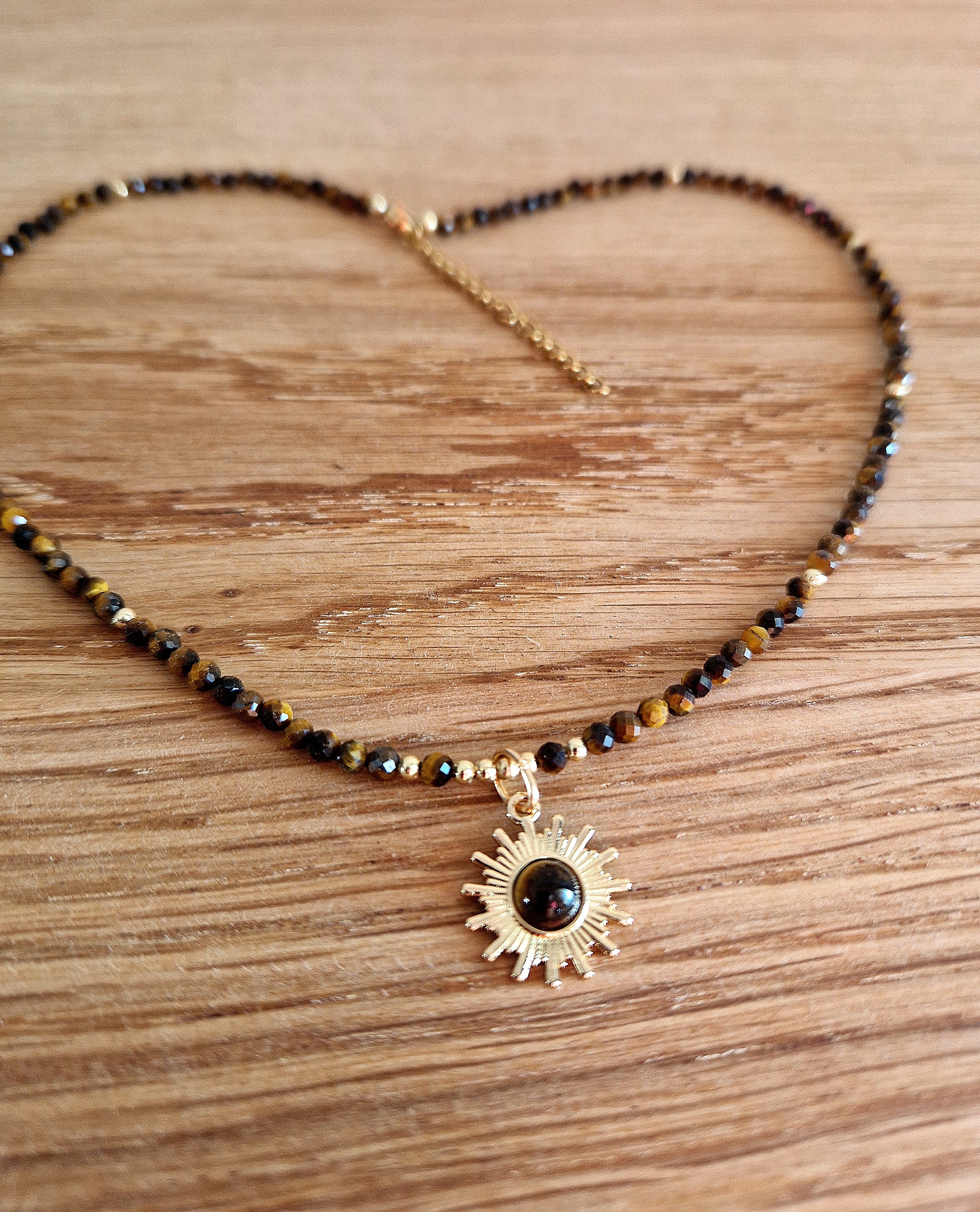 Tigerauge Sonnen-Kette – Facettierter Edelsteinschmuck