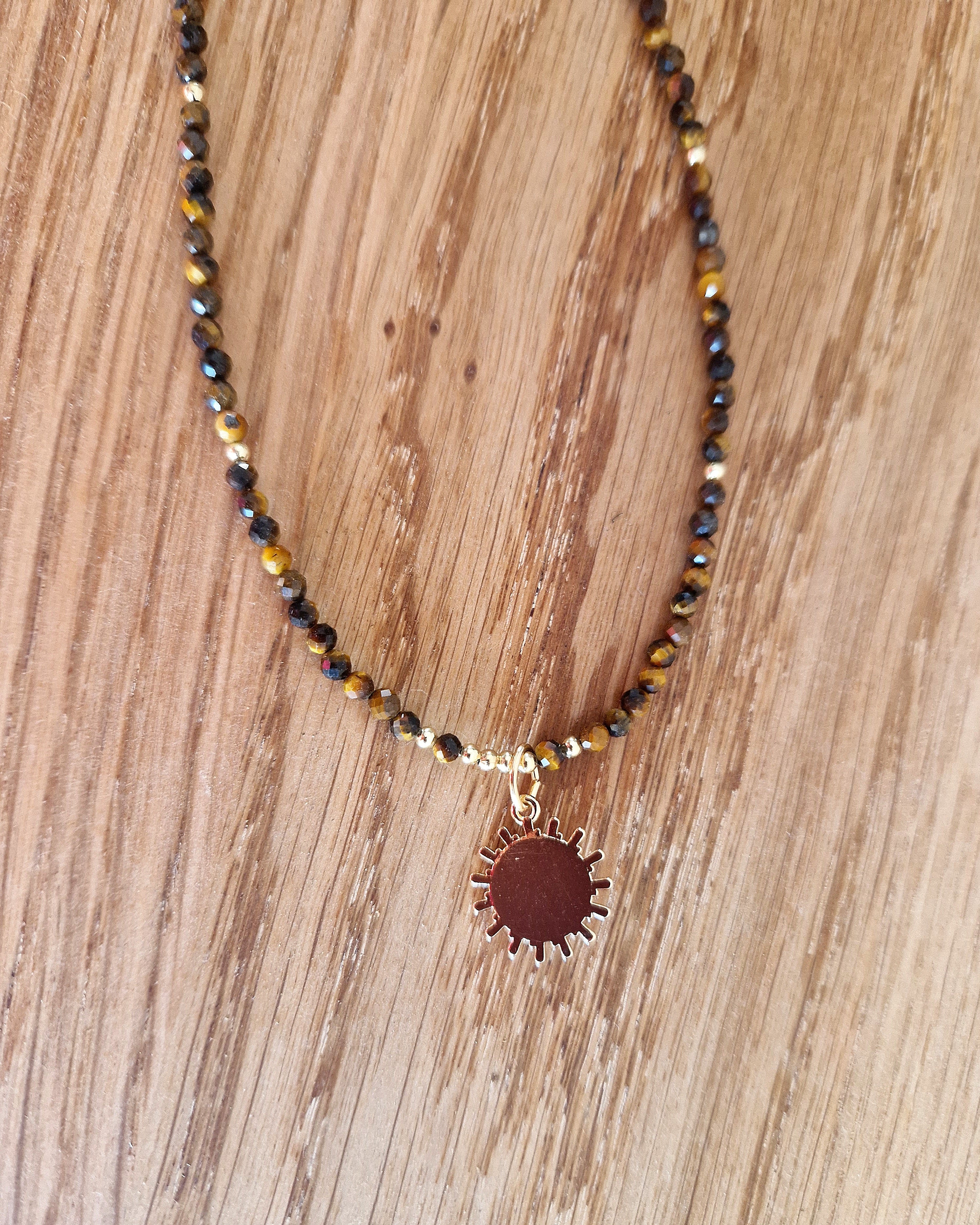 Tigerauge Sonnen-Kette – Facettierter Edelsteinschmuck