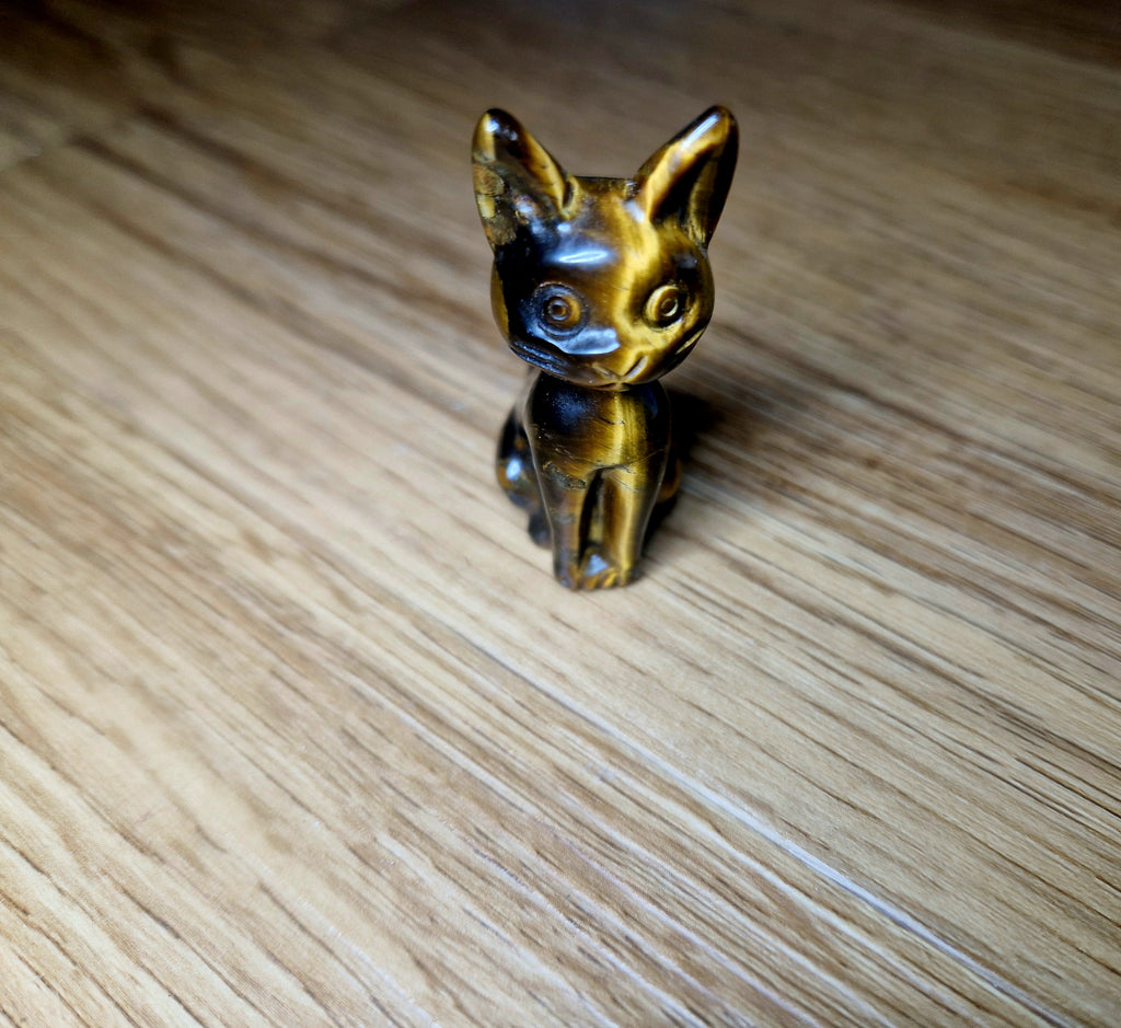 🐈 Tigerauge Katze – Edelsteinfigur ca. 5 cm