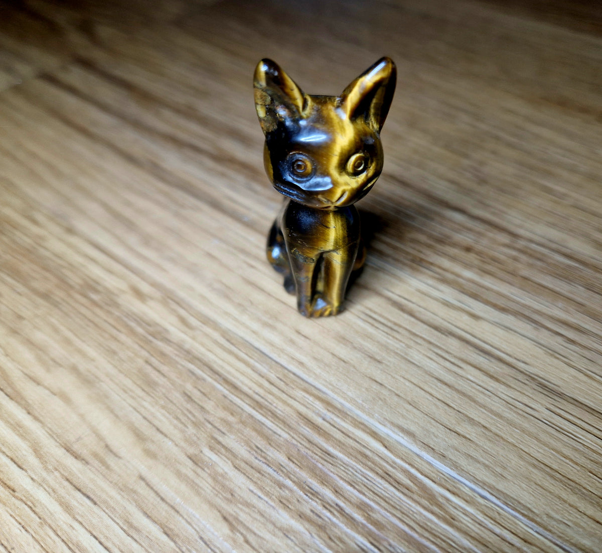 🐈 Tigerauge Katze – Edelsteinfigur ca. 5 cm