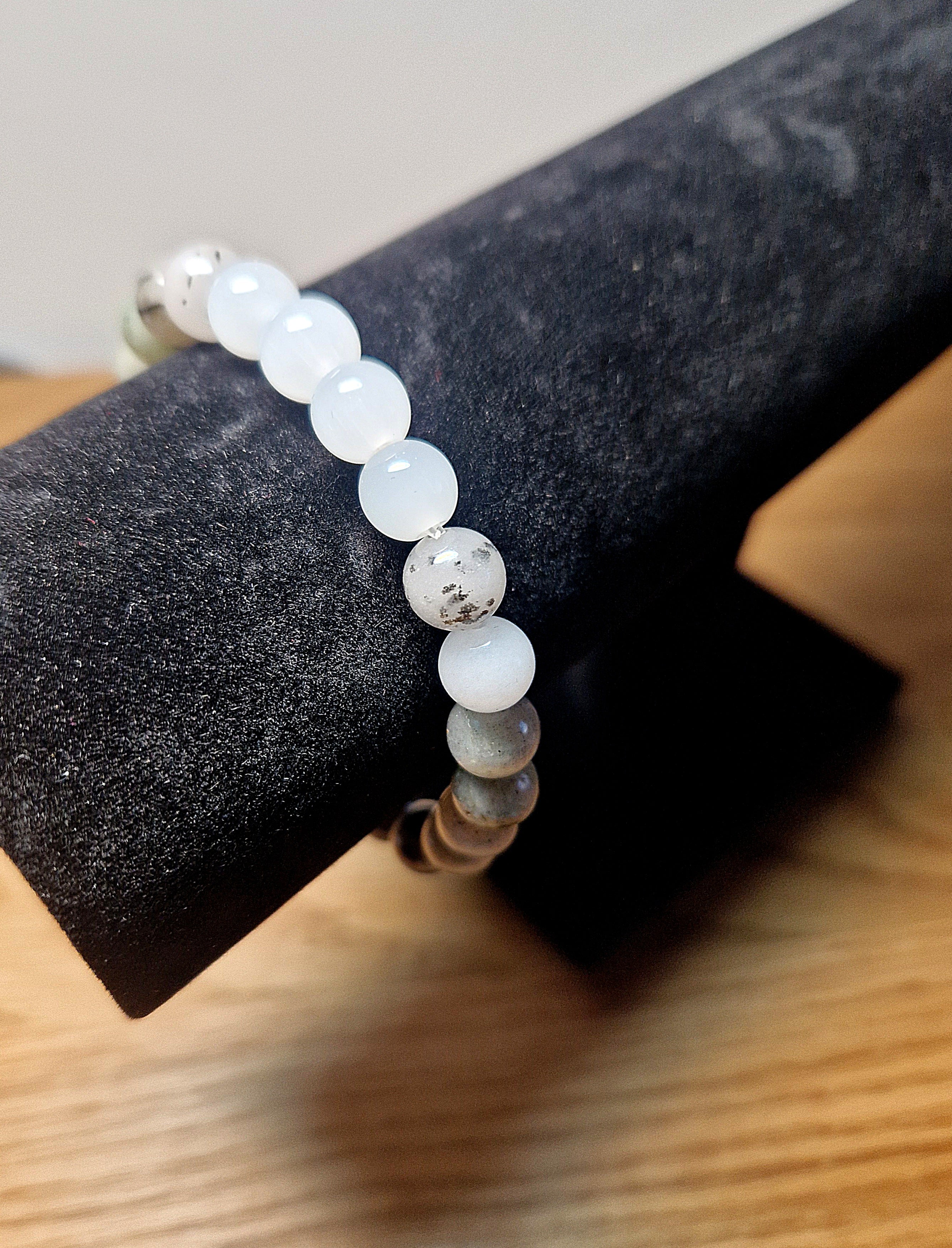 Mondlicht Armband – Turmalinquarz, Bergkristall, Labradorit & Mondstein