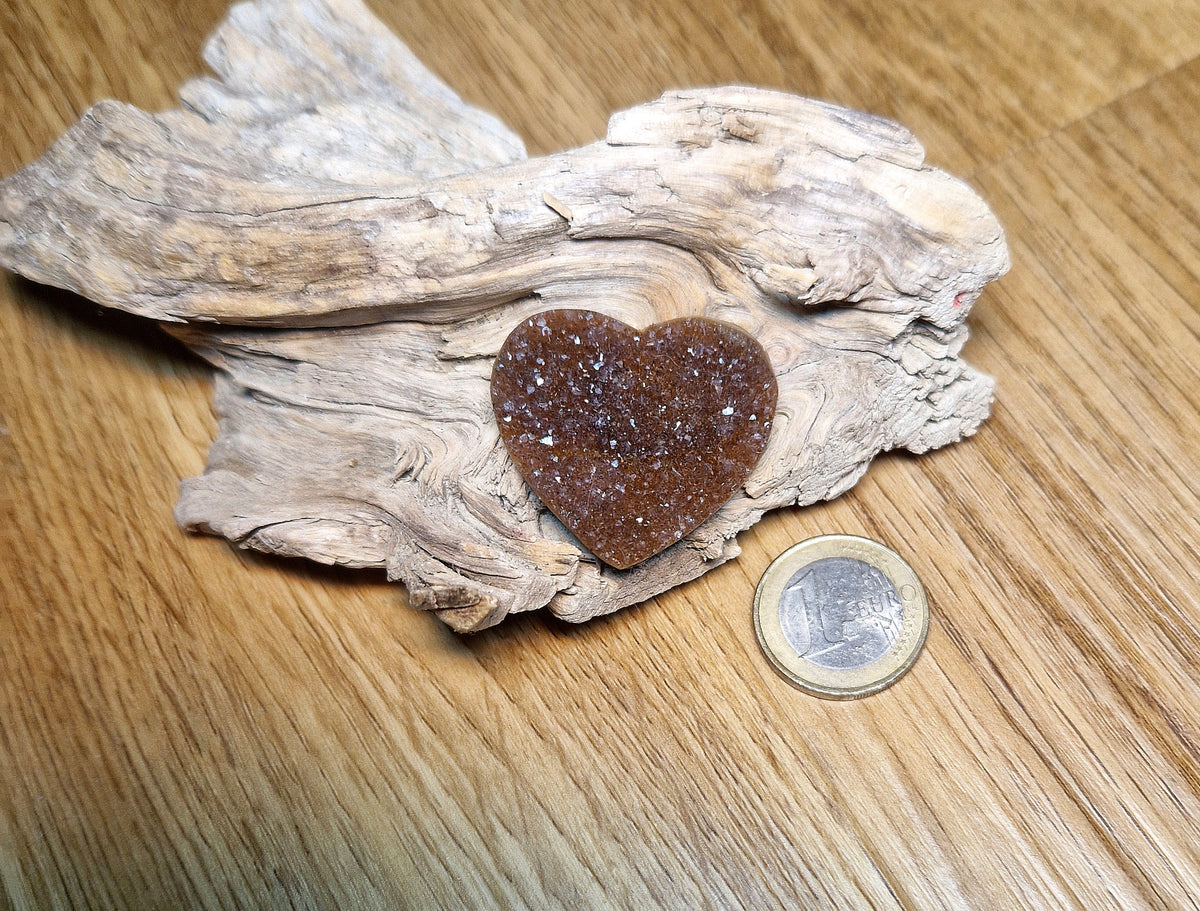 🤎 Regenbogen-Amethyst Drusenherz aus Uruguay – Braun Unikat